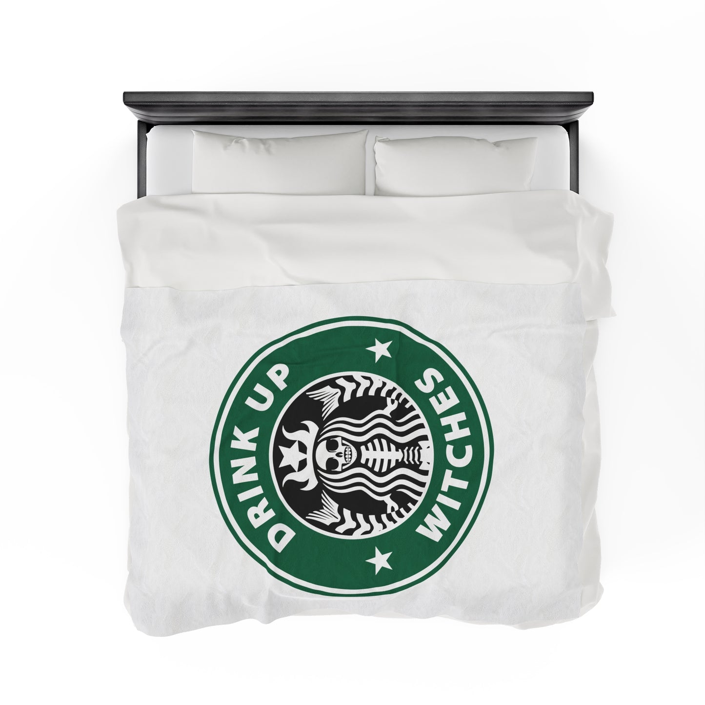 Funny Cozy Sofa Velveteen Plush Blanket Drink up Witches Skeleton Starbucks Fan