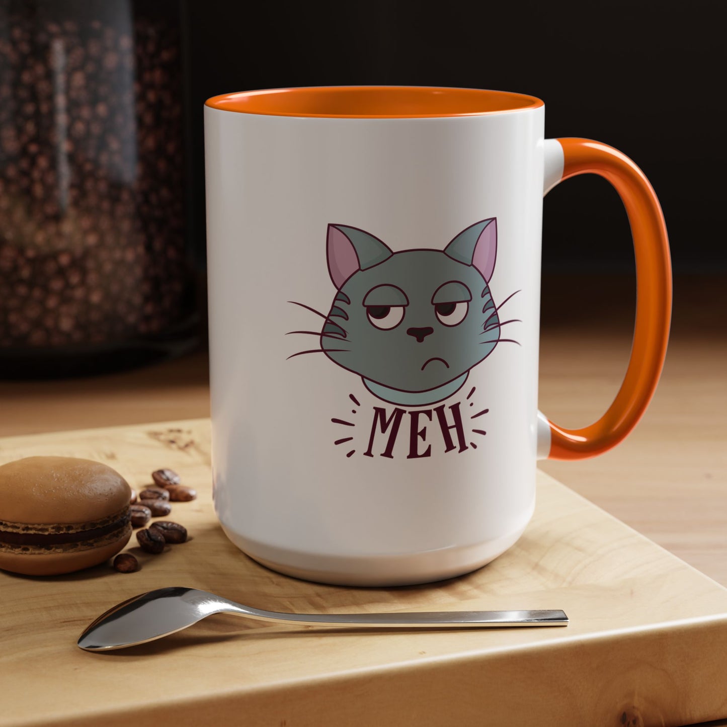 Cute Funny Meh Mug Meme Cat Coffee Tea Cup Hilarious Gift Idea
