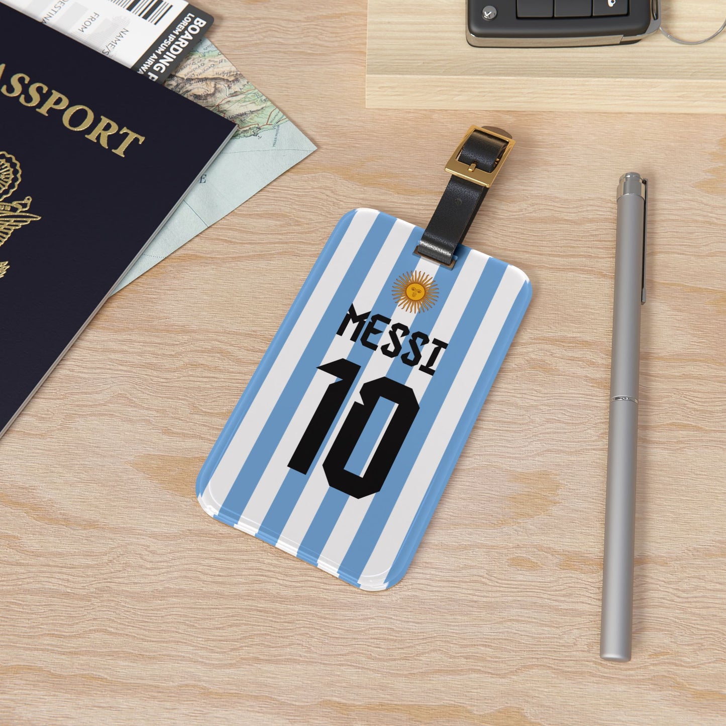 Personalized Name & Number Travel ID Argentina Soccer Sport Fan Luggage Tag | Vacation Birthday Christmas Gift