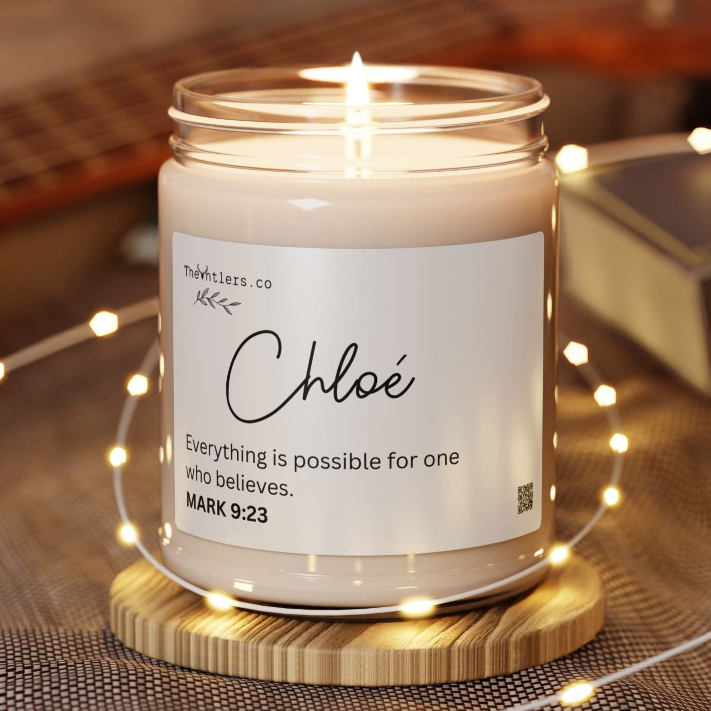 Personalized Name & Scripture Soy Wax Candle, Decoration Gift Idea, Eco Friendly 9oz. Mark 9:23. Inspiration Mental Healing