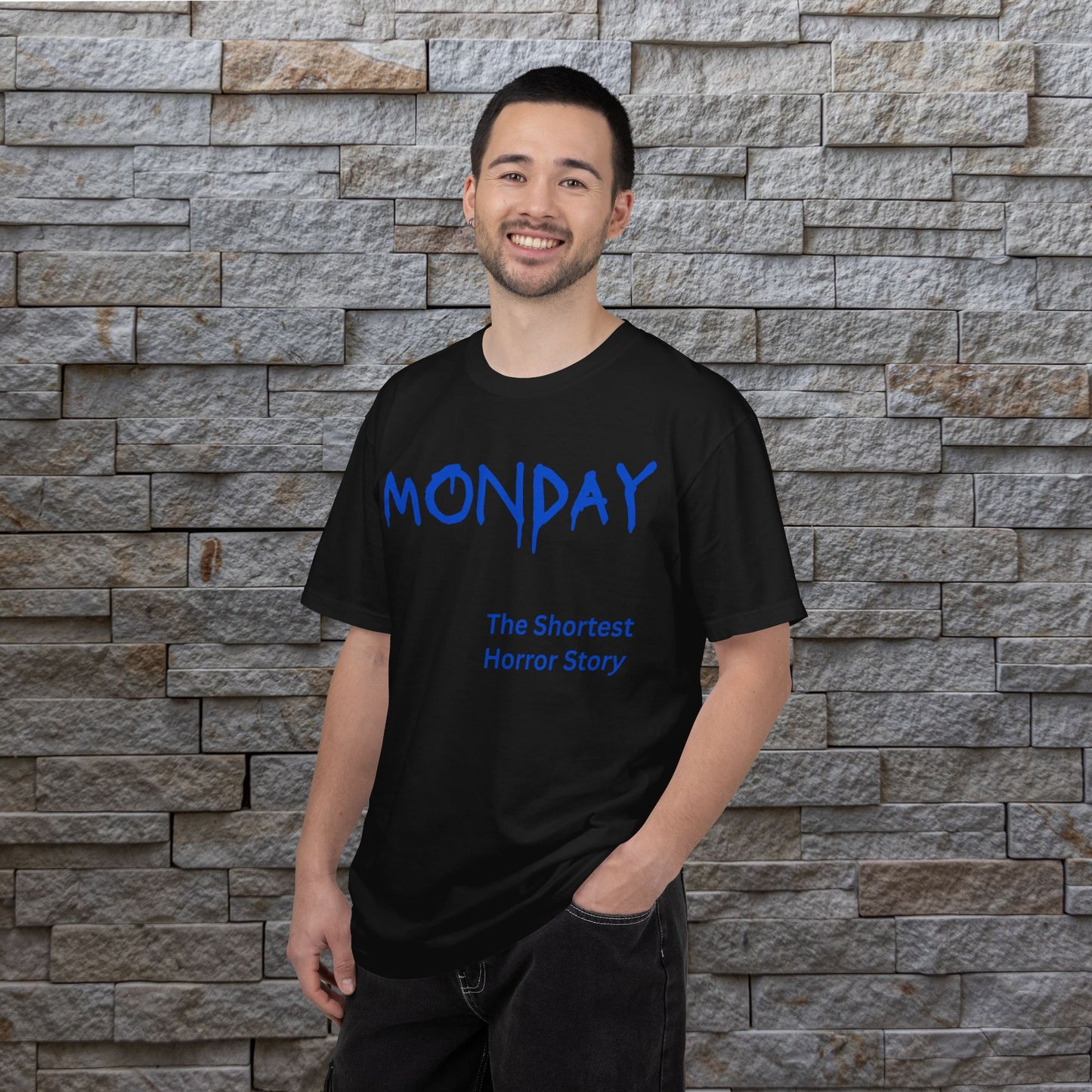 Monday The Shortest Horror Story Garment-dyed Cotton T-Shirt | Birthday Christmas Funny Work Meme Gift Idea