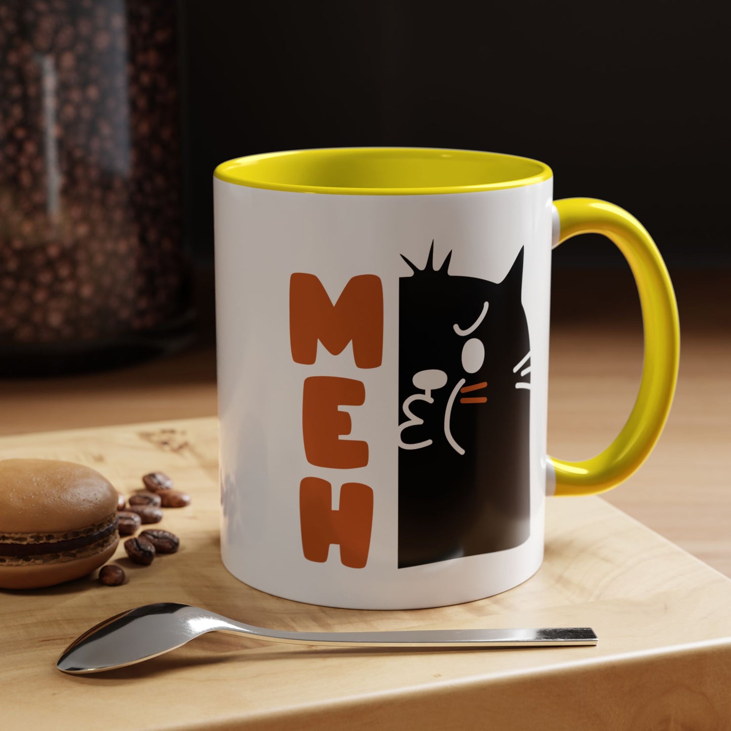 Cute Funny Meh Cat Mug Meme Hilarious Gift Idea Coffee Tea Cup
