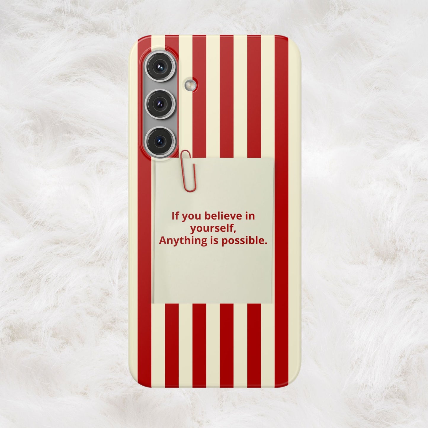 Personalized Custom Text Inspirational Striped Phone Case. “If you believe in yourself, Anything is possible.”