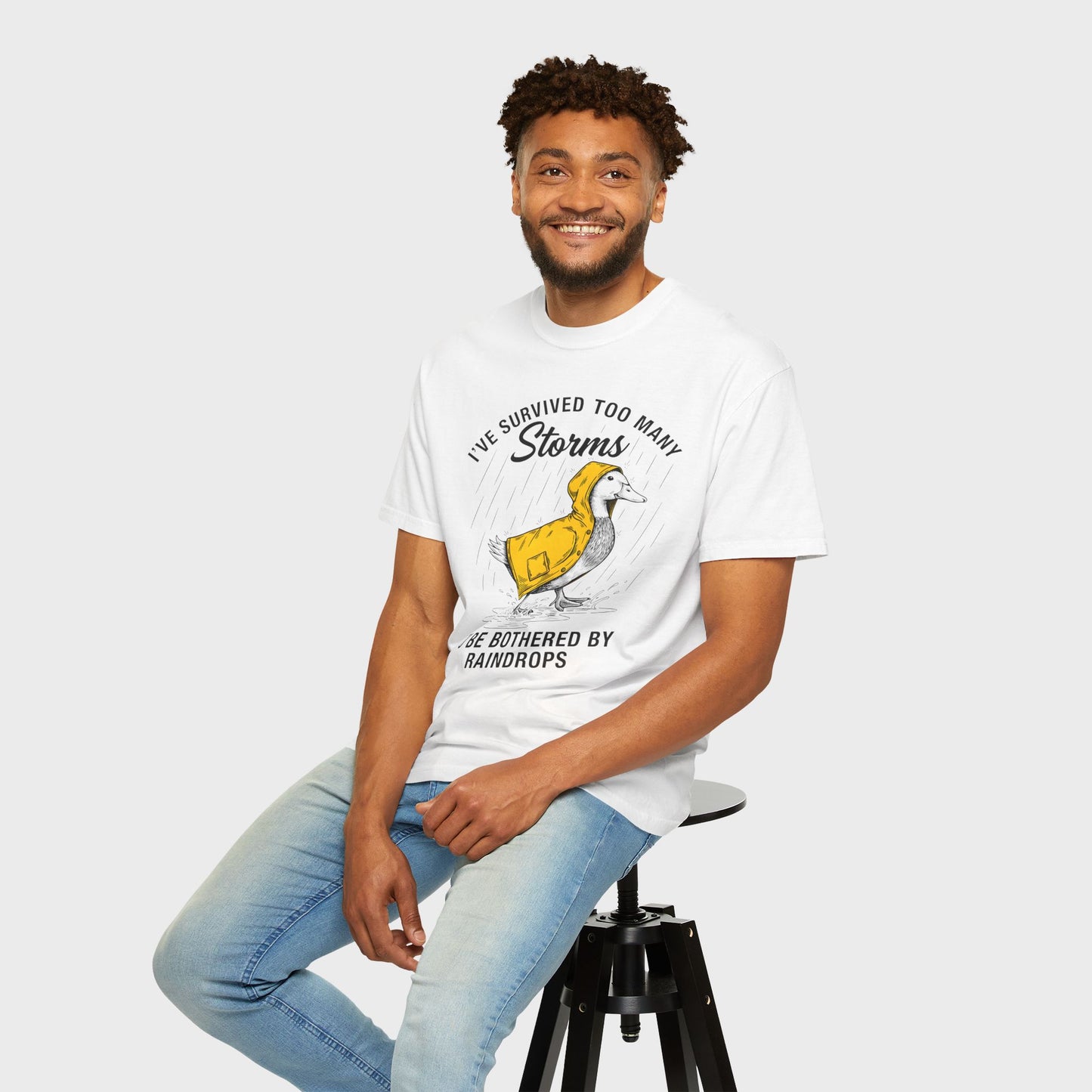Funny Storm-Proof Goose Duck Unisex T-Shirt | I’ve Survived Too Many Storms to Be Bothered by Raindrops