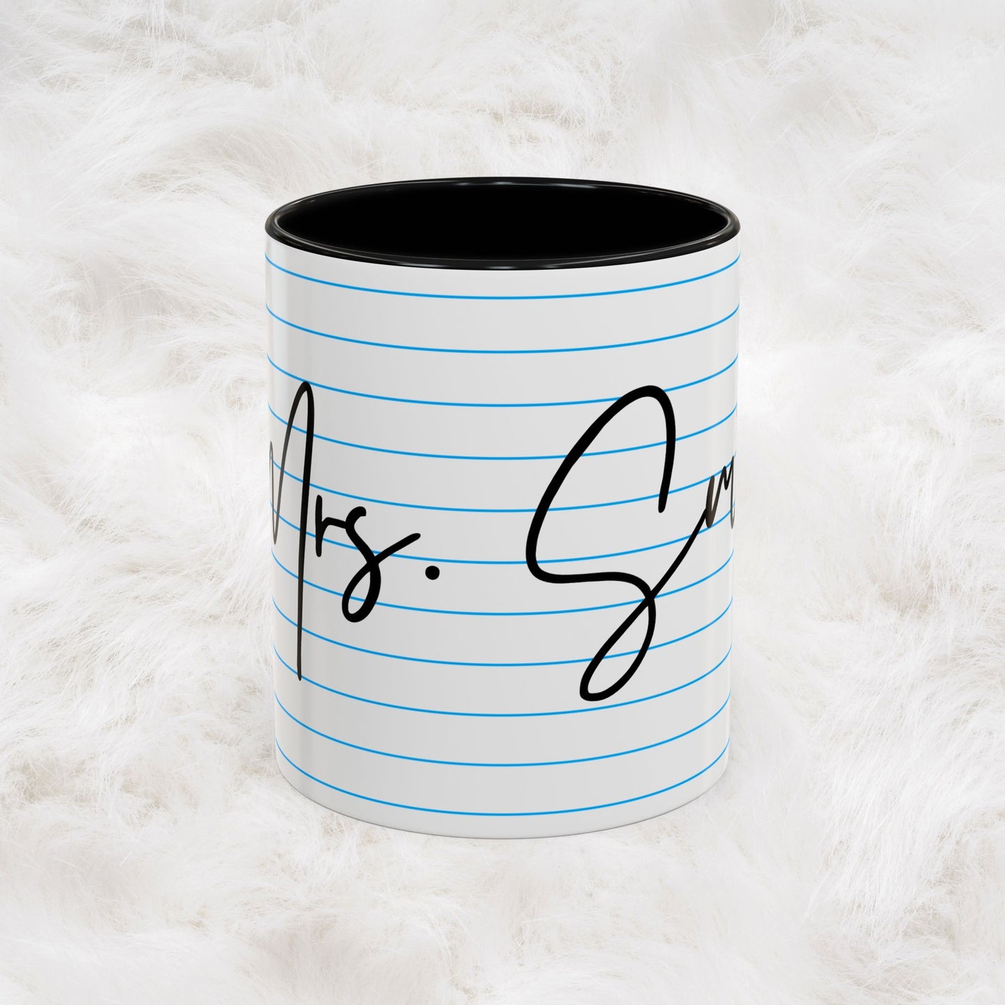 Personalized Name College Ruled Lined Coffee Tea Mug | Student Teacher Back to School Motivation Gift Idea