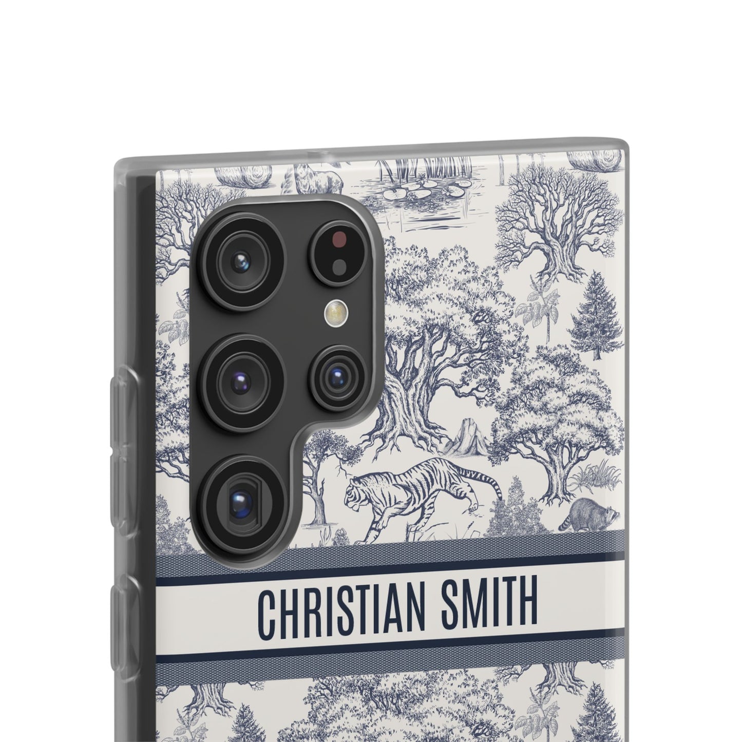 Personalized Name Vintage Toile De Jouy French Nature Landscape Seamless Pattern Fashion Art  Flexi Phone Case Version 2 | Christmas Birthday Gifts