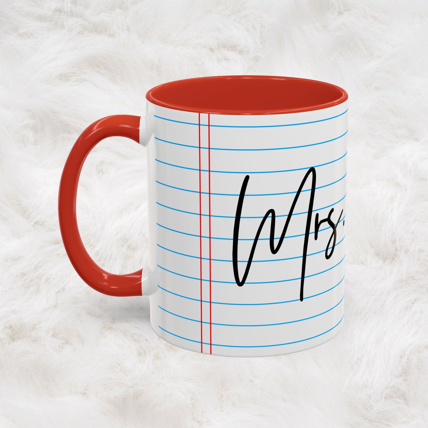 Personalized Name College Ruled Lined Coffee Tea Mug | Student Teacher Back to School Motivation Gift Idea