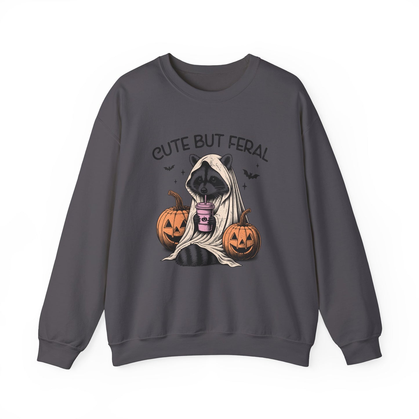Raccoon Unisex Heavy Blend™ Crewneck Sweatshirt Cute and Feral Halloween Season Gift Ideas