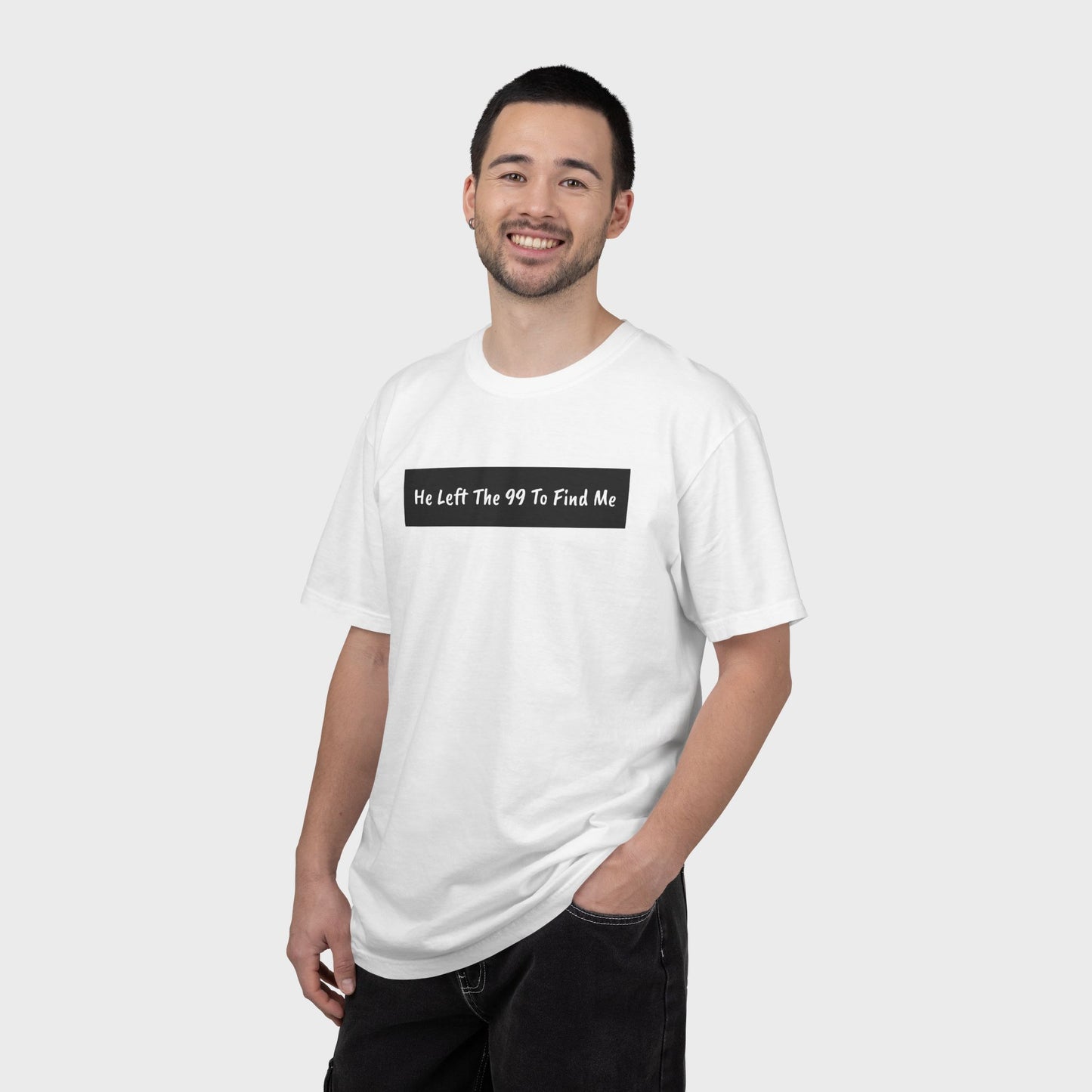 "He Left The 99 To Find Me" Christian Faith Graphic Unisex Tee T-shirt