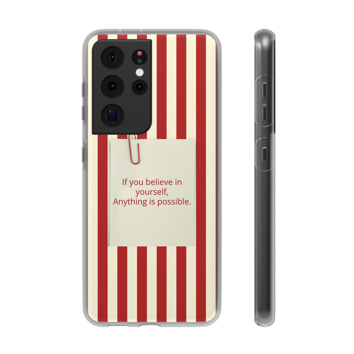 Personalized Custom Text Inspirational Striped Phone Case. “If you believe in yourself, Anything is possible.”