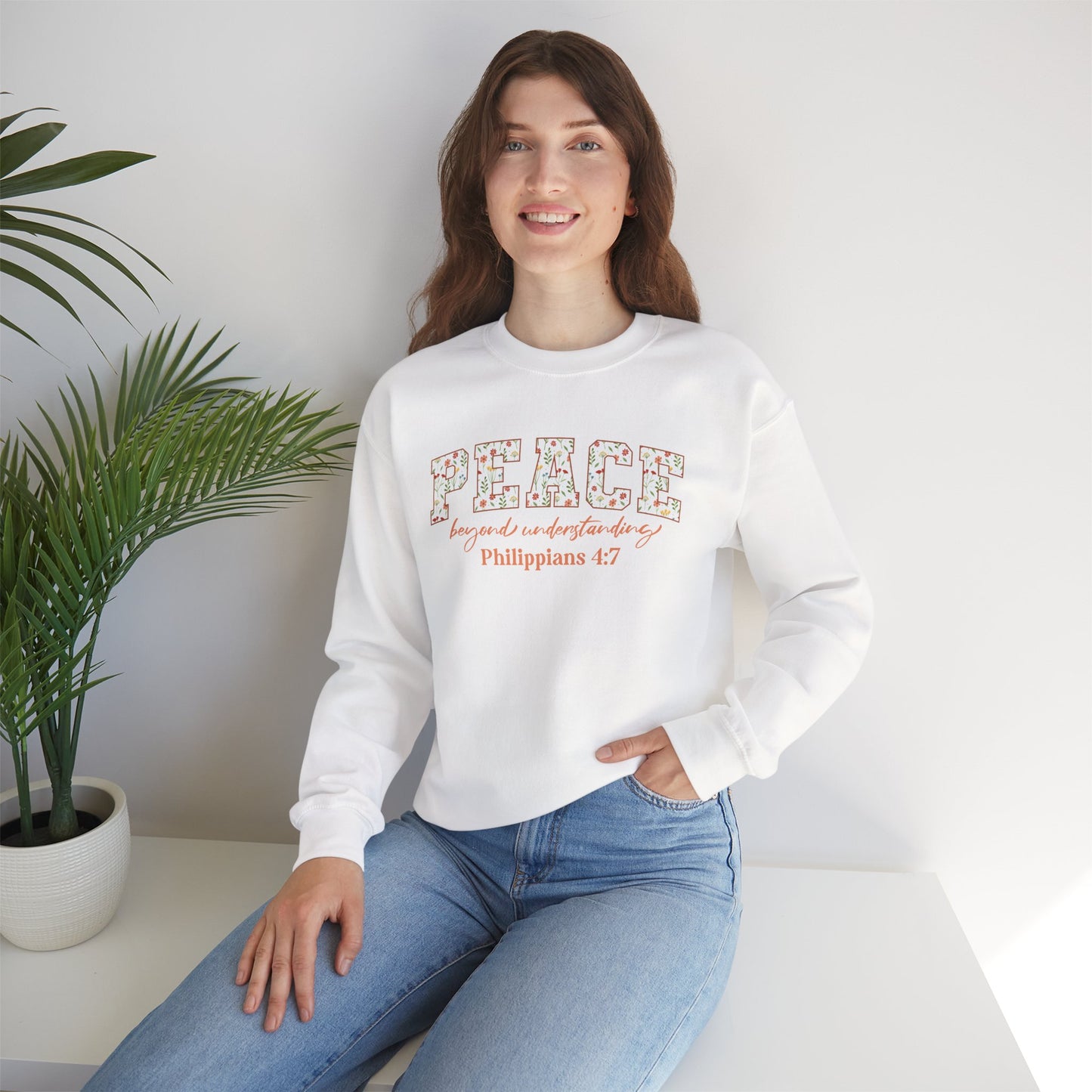 Peace Beyond Understanding Philippians 4:7 Bible Verse Christian Sweatshirt | Inspirational Crewneck Unisex Gift | Cozy Everyday Wear