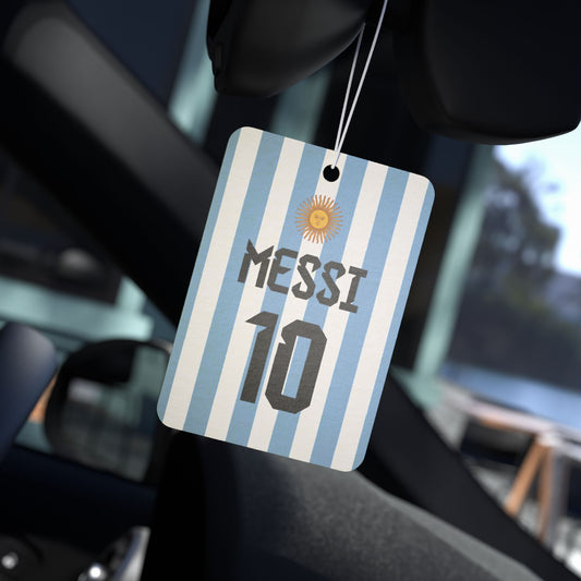 Personalized Name and Number Argentina Blue Stripes Car Air Freshener | Football Soccer Jersey Sport Style Fans Gift Ideas