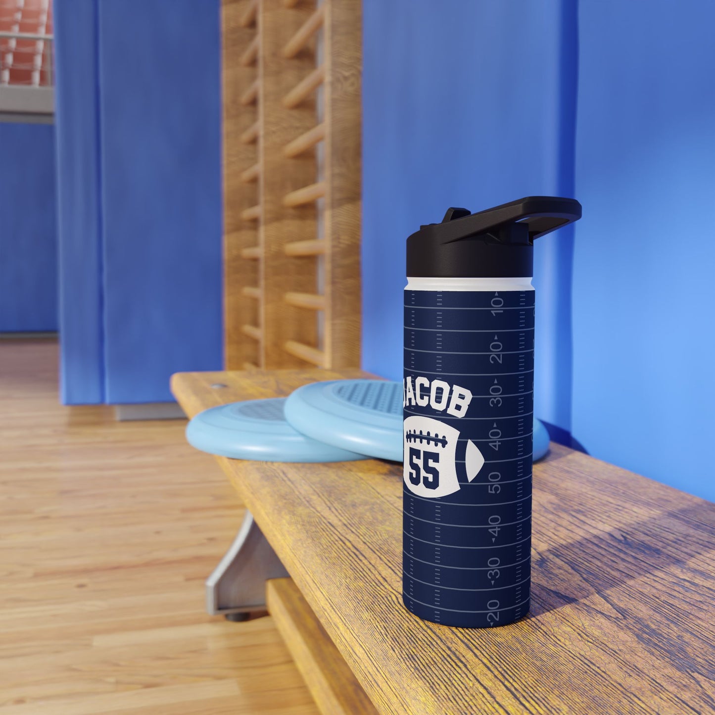 Personalized Name and Number Sport Football Stainless Steel Bottle Tumbler Gift Idea