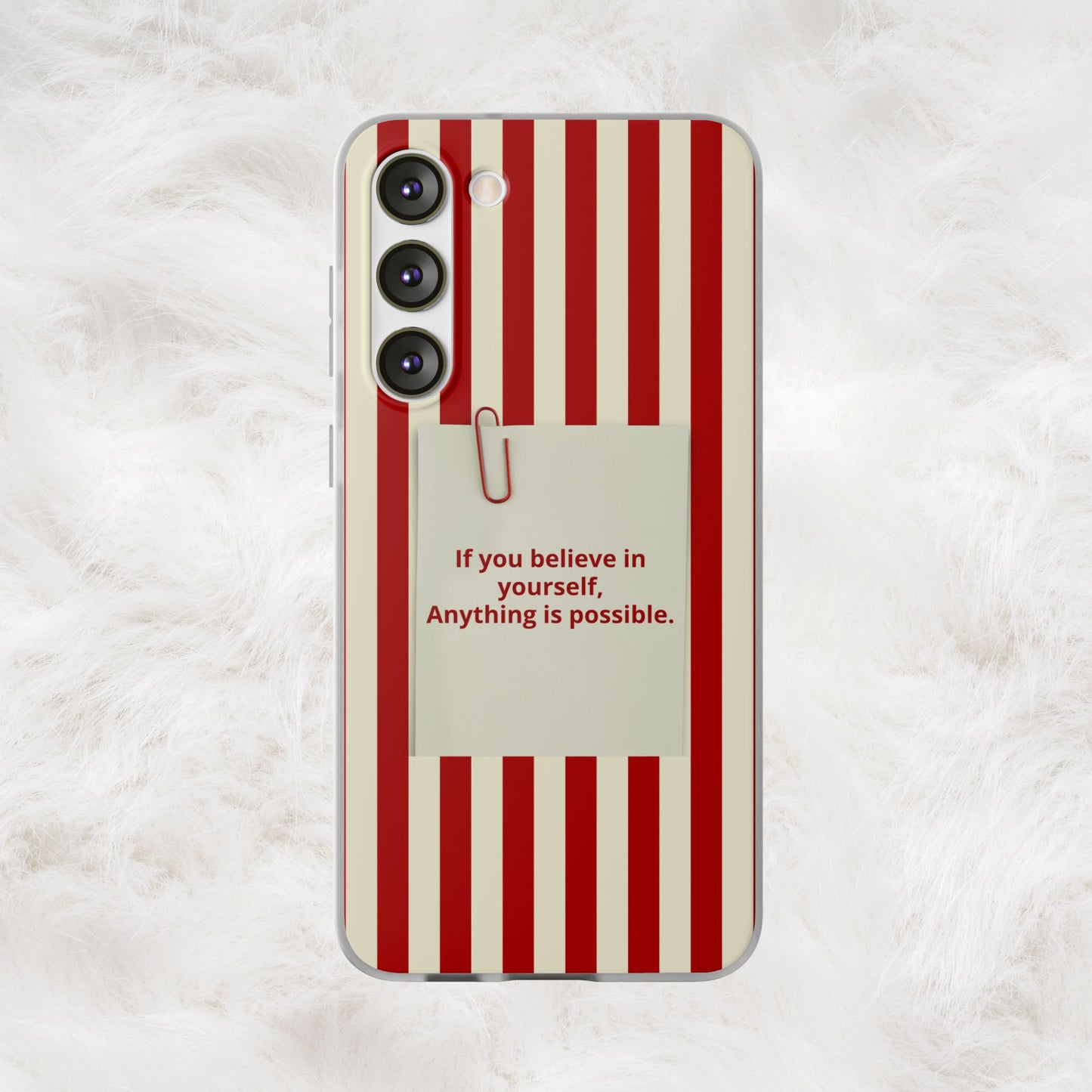 Personalized Custom Text Inspirational Striped Phone Case. “If you believe in yourself, Anything is possible.”