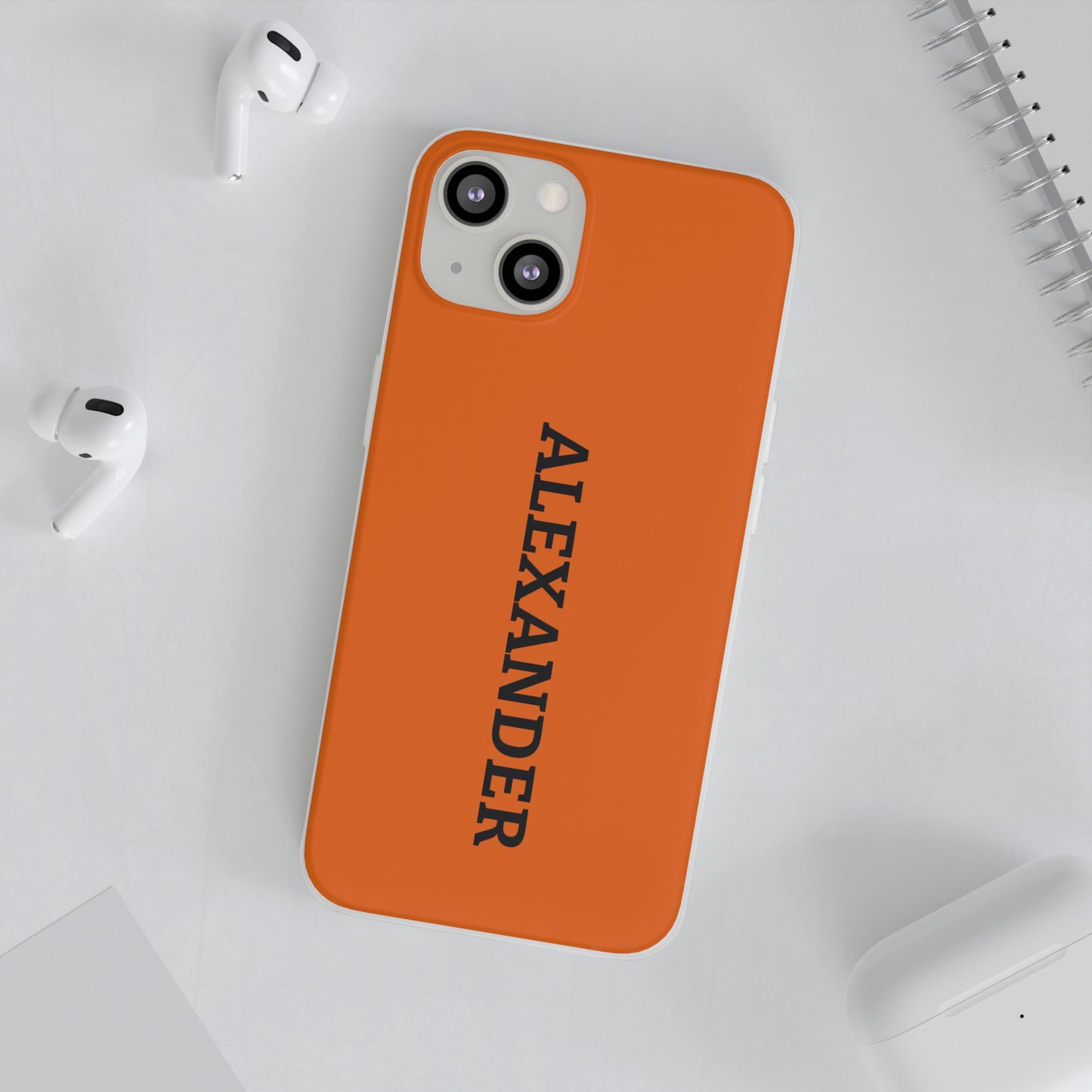 Personalized Name Text Luxury Orange Phone Case.