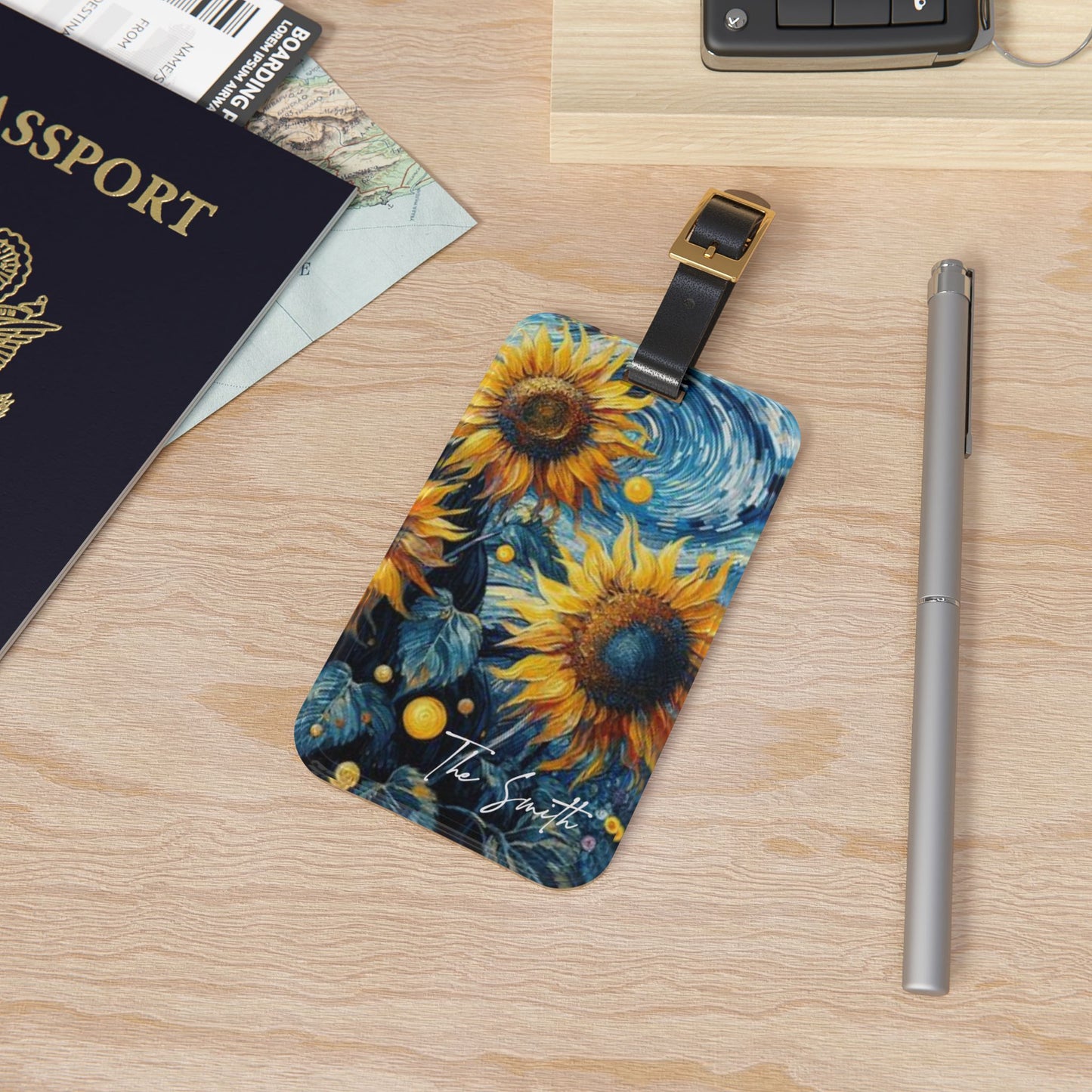 Personalized Custom Name Travel ID Vincent Van Gogh Sunflowers Luggage Tag | Vacation Birthday Christmas Gift