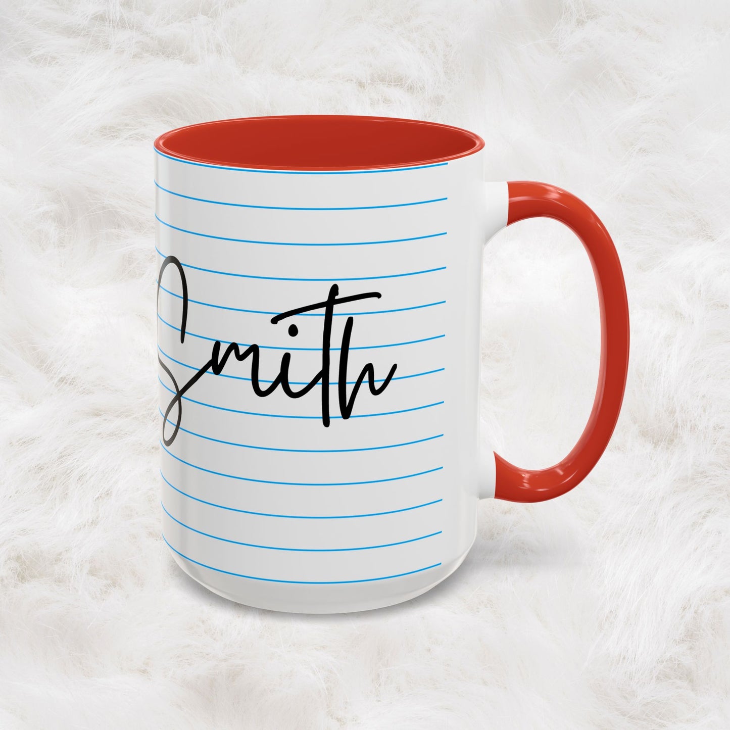 Personalized Name College Ruled Lined Coffee Tea Mug | Student Teacher Back to School Motivation Gift Idea