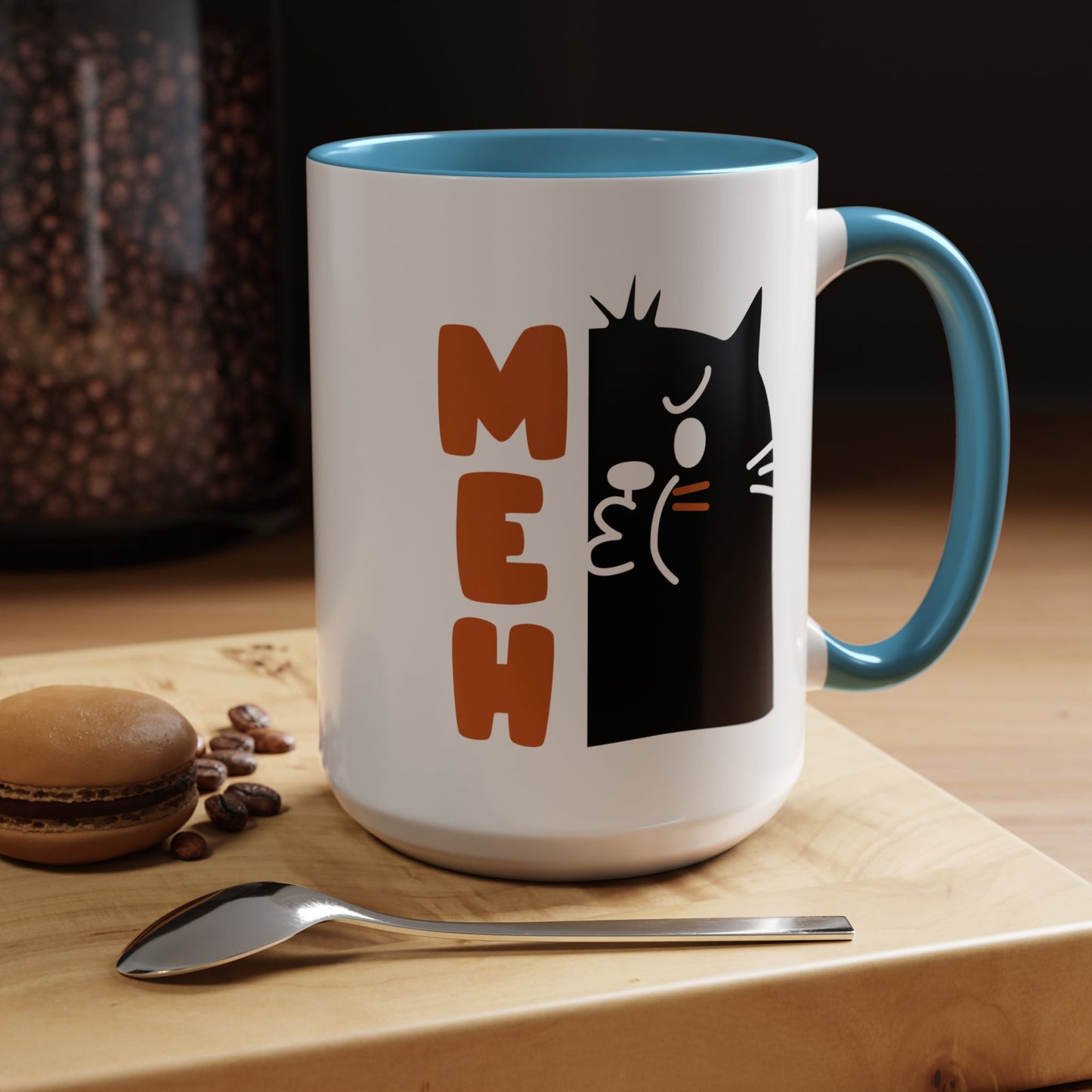 Cute Funny Meh Cat Mug Meme Hilarious Gift Idea Coffee Tea Cup