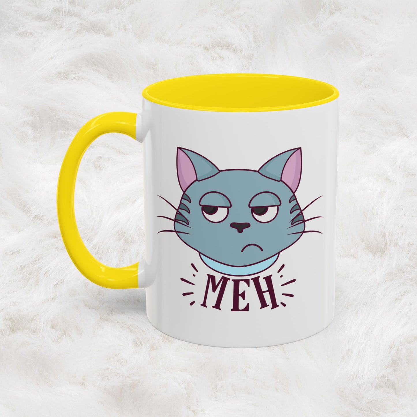 Cute Funny Meh Mug Meme Cat Coffee Tea Cup Hilarious Gift Idea