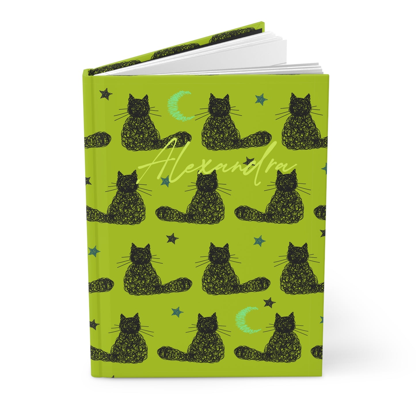 Personalized Name Cat Pattern Journal Notebook | College Book Lovers Student Teacher Gift Idea