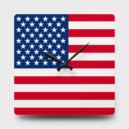 American Flag Acrylic Wall Clock | Patriotic USA Home Decor, 4th of July Gift