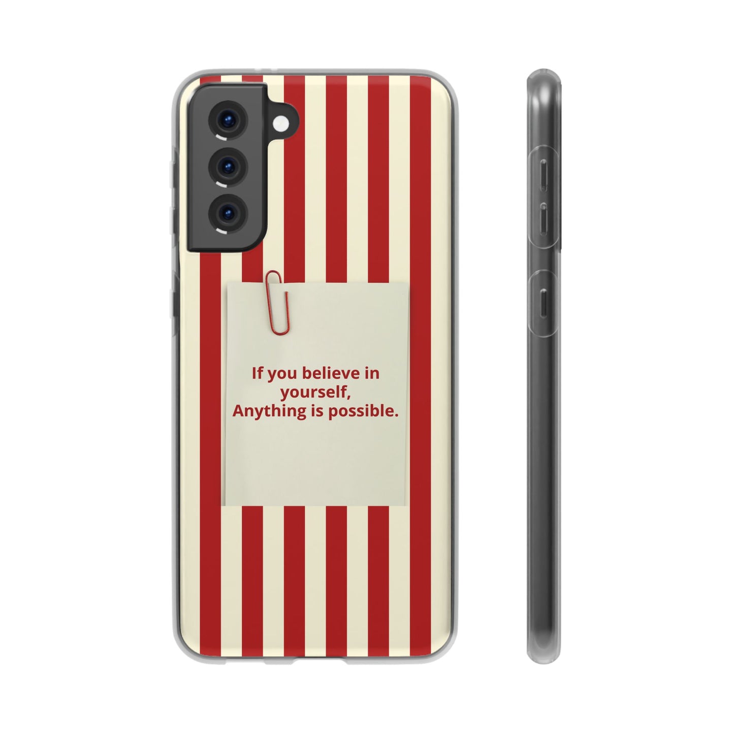 Personalized Custom Text Inspirational Striped Phone Case. “If you believe in yourself, Anything is possible.”
