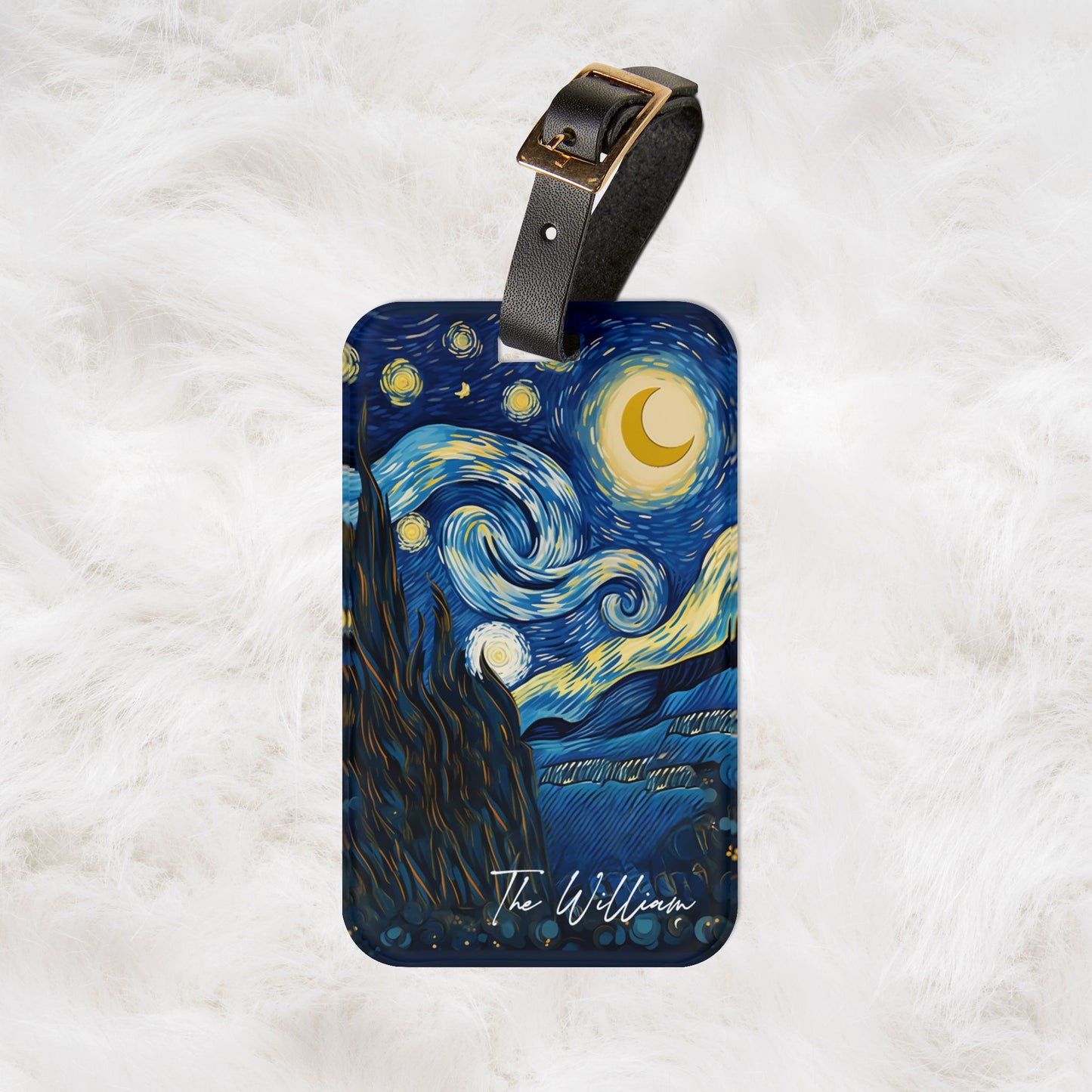 Personalized Custom Name Travel ID Vincent Van Gogh Starry Night Art Luggage Tag | Vacation Birthday Christmas Gift