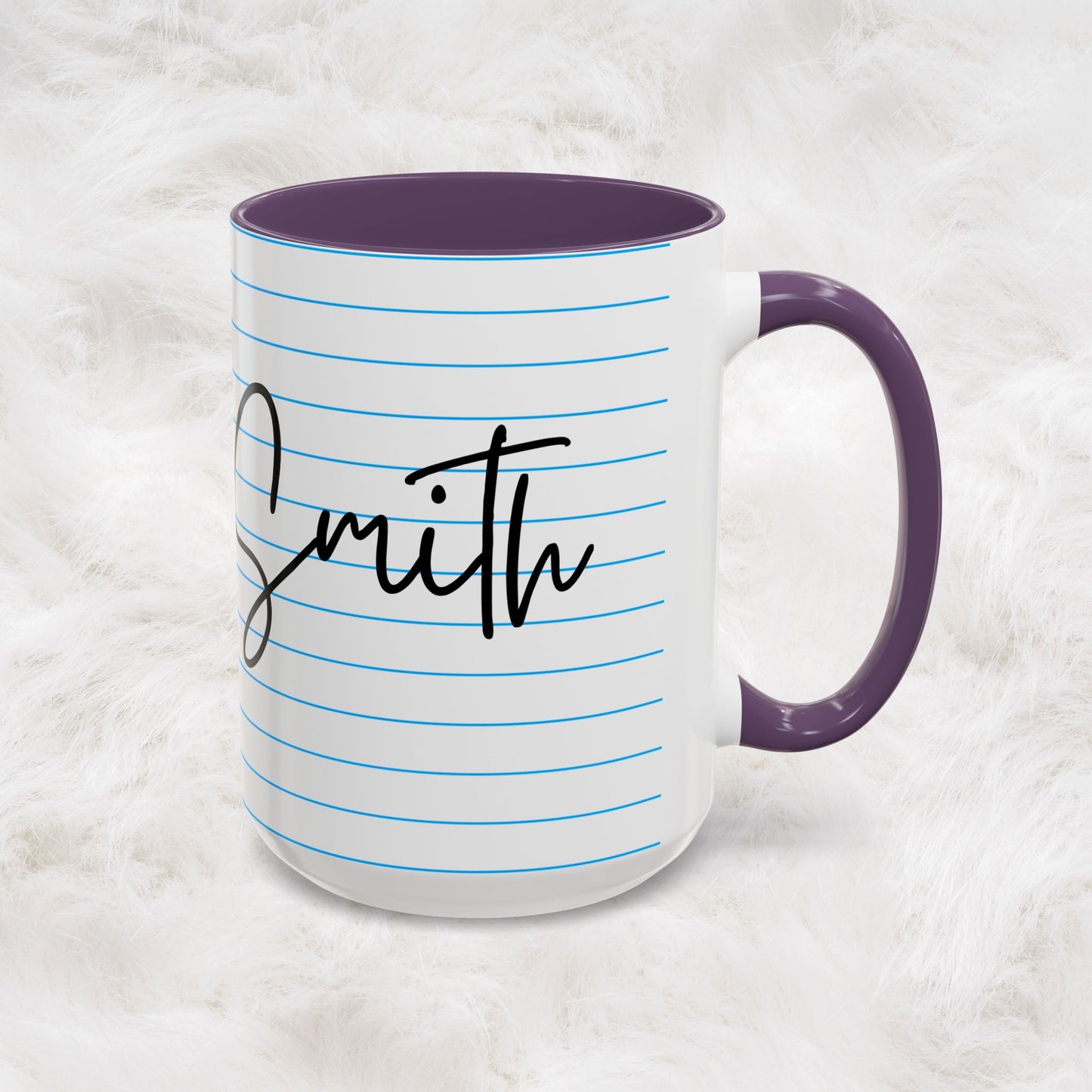 Personalized Name College Ruled Lined Coffee Tea Mug | Student Teacher Back to School Motivation Gift Idea