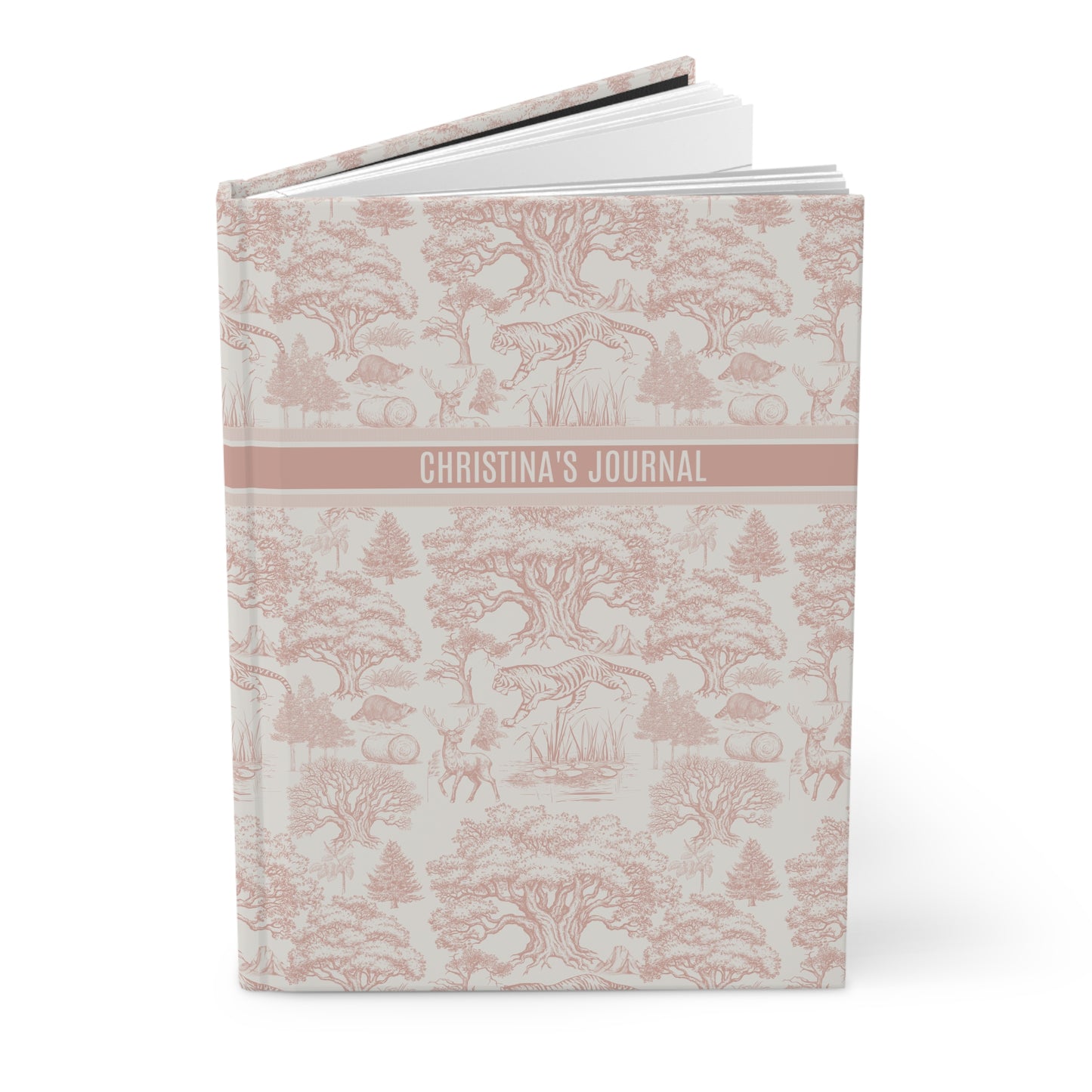 Personalized Name Toile De Jouy Seamless Nature Landscape Pattern Hardcover Journal Version 6