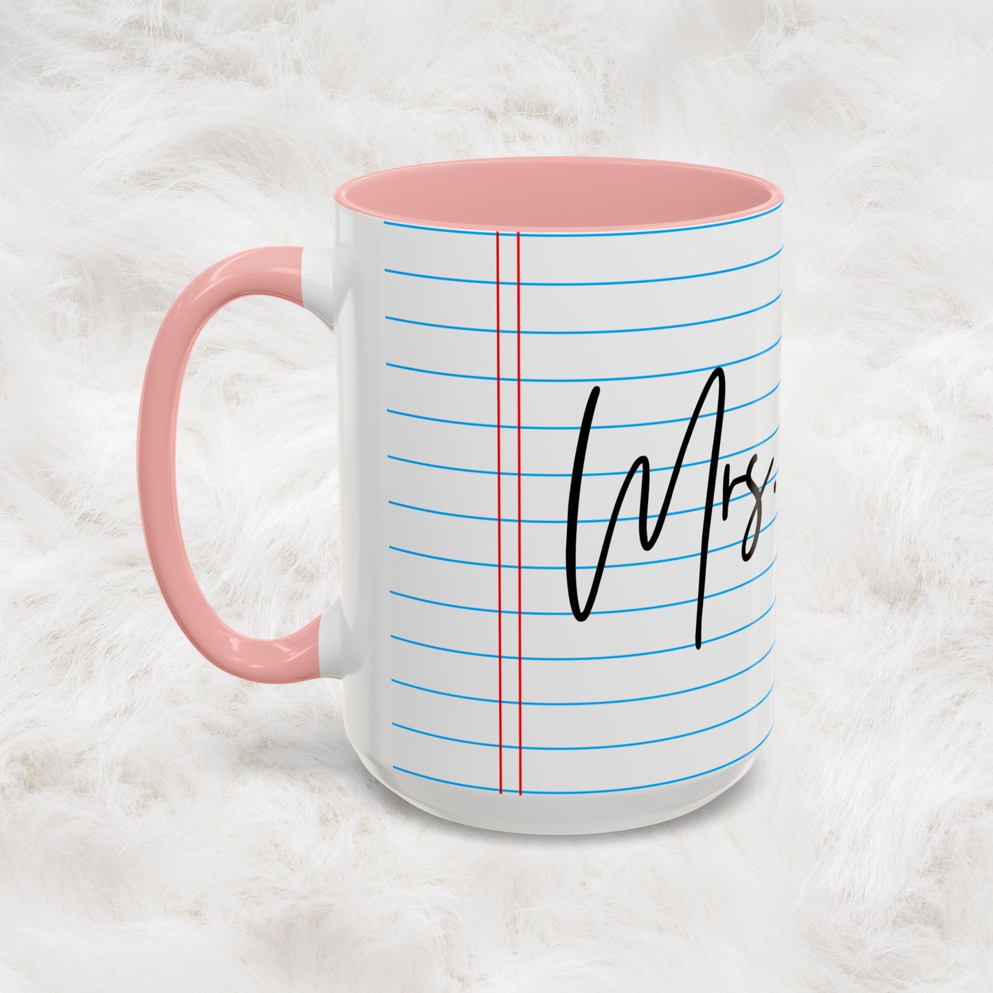 Personalized Name College Ruled Lined Coffee Tea Mug | Student Teacher Back to School Motivation Gift Idea