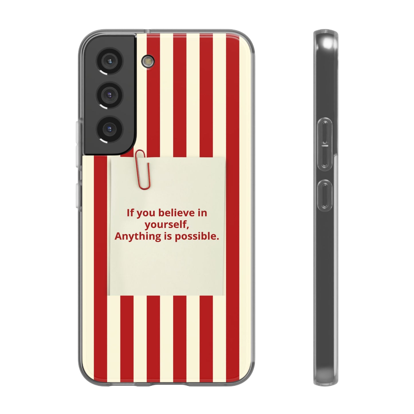 Personalized Custom Text Inspirational Striped Phone Case. “If you believe in yourself, Anything is possible.”