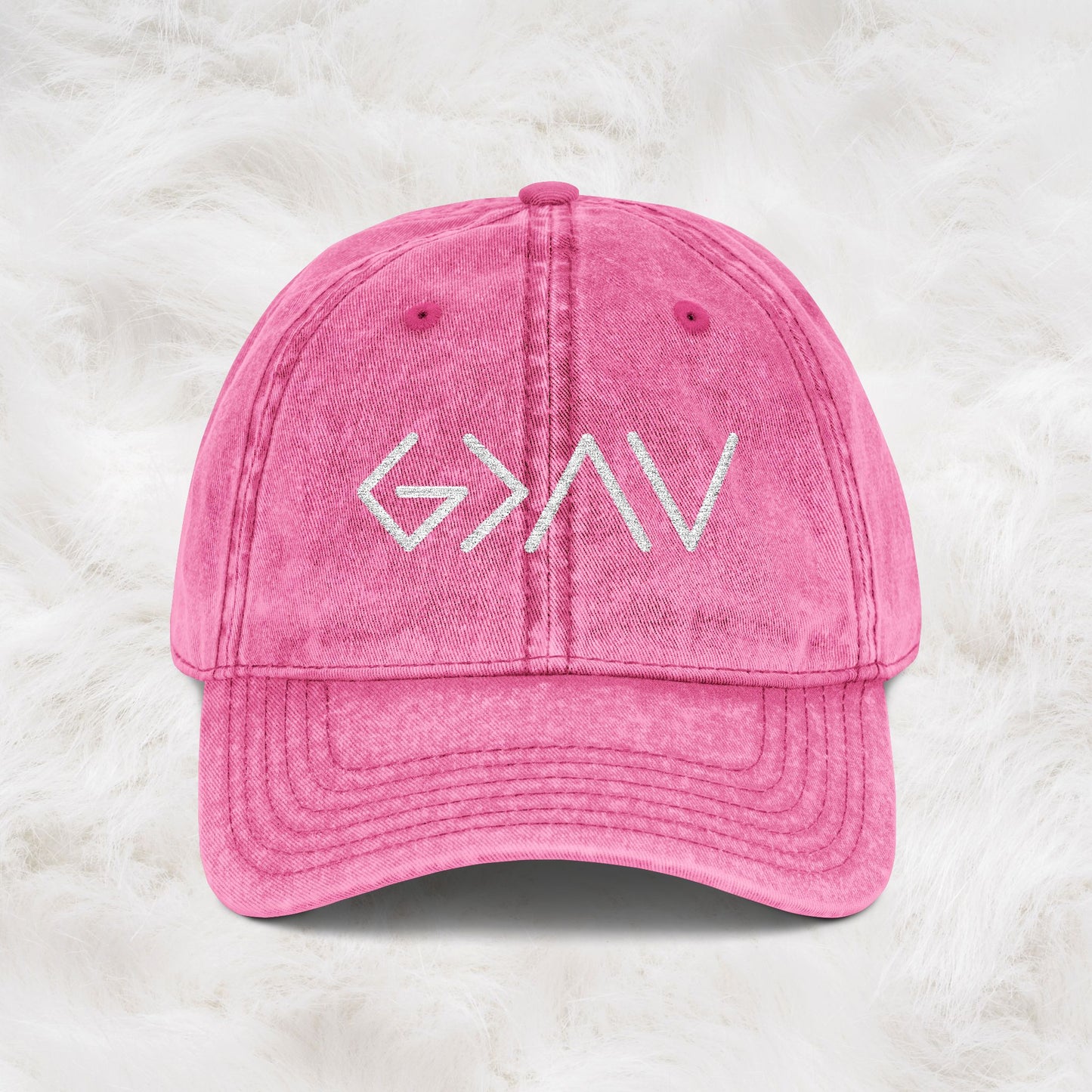 God is Greater than the Highs and Lows Vintage Embroidered Cap | Inspiration Hat