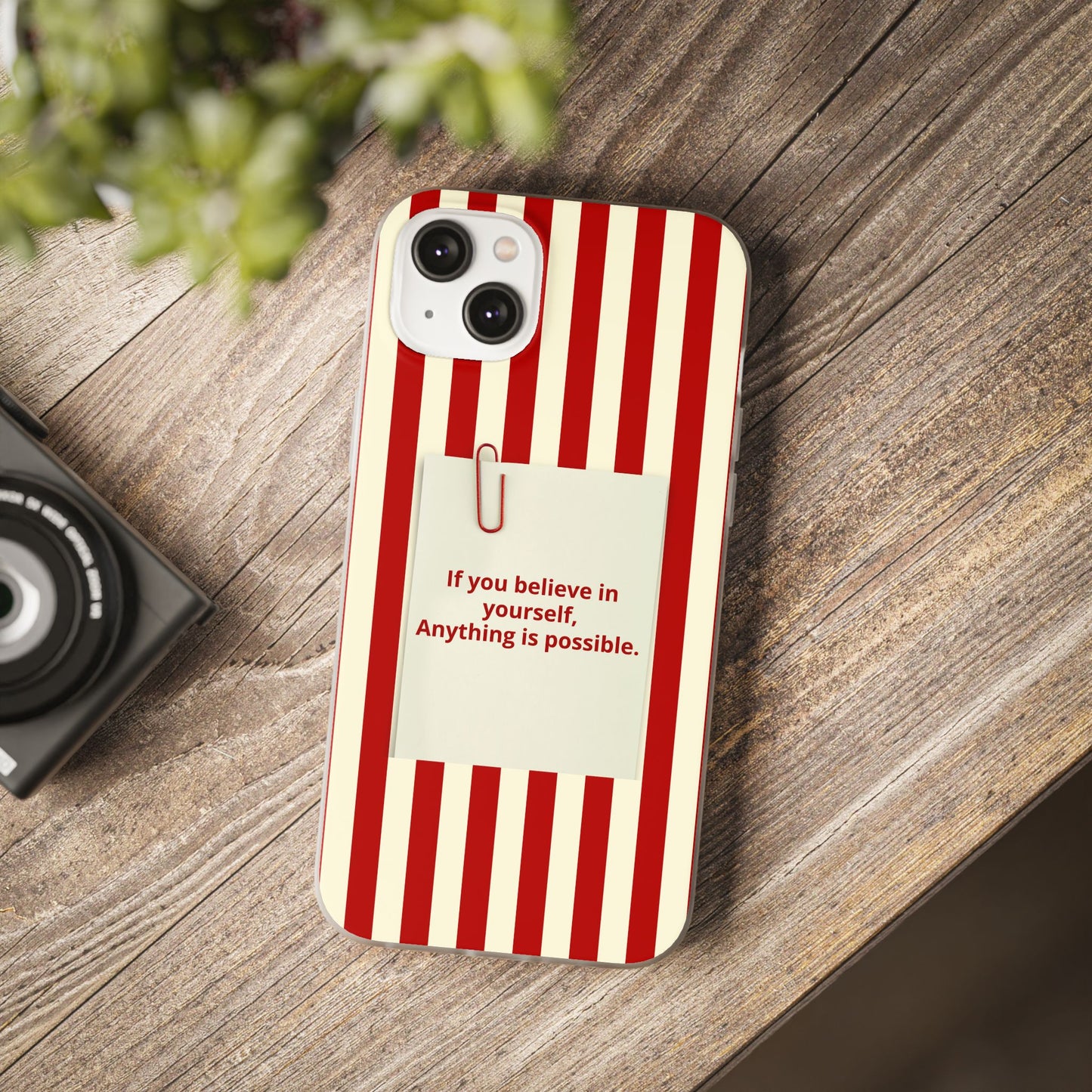 Personalized Custom Text Inspirational Striped Phone Case. “If you believe in yourself, Anything is possible.”