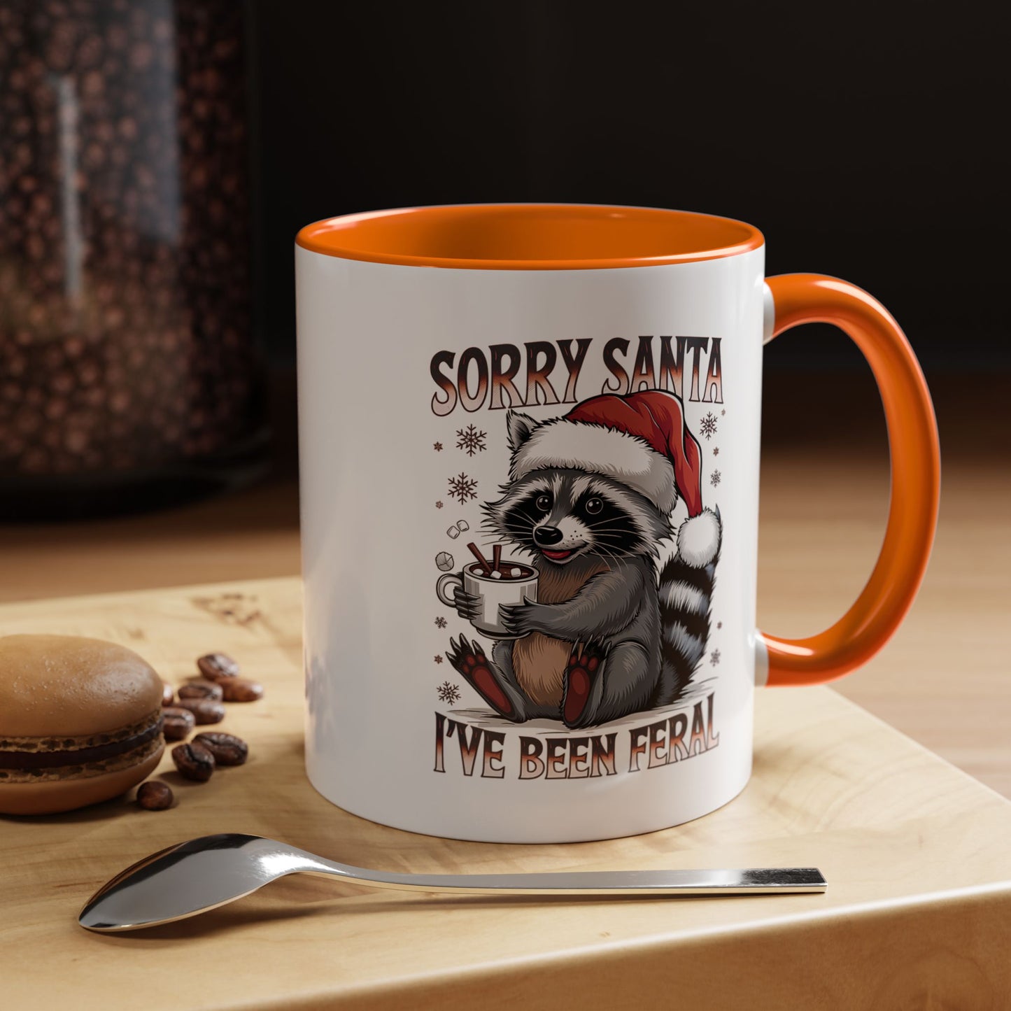 Sorry Santa, I'm Been Feral - Cute Funny Raccoon Mug | Hunting Christmas Holiday Gift