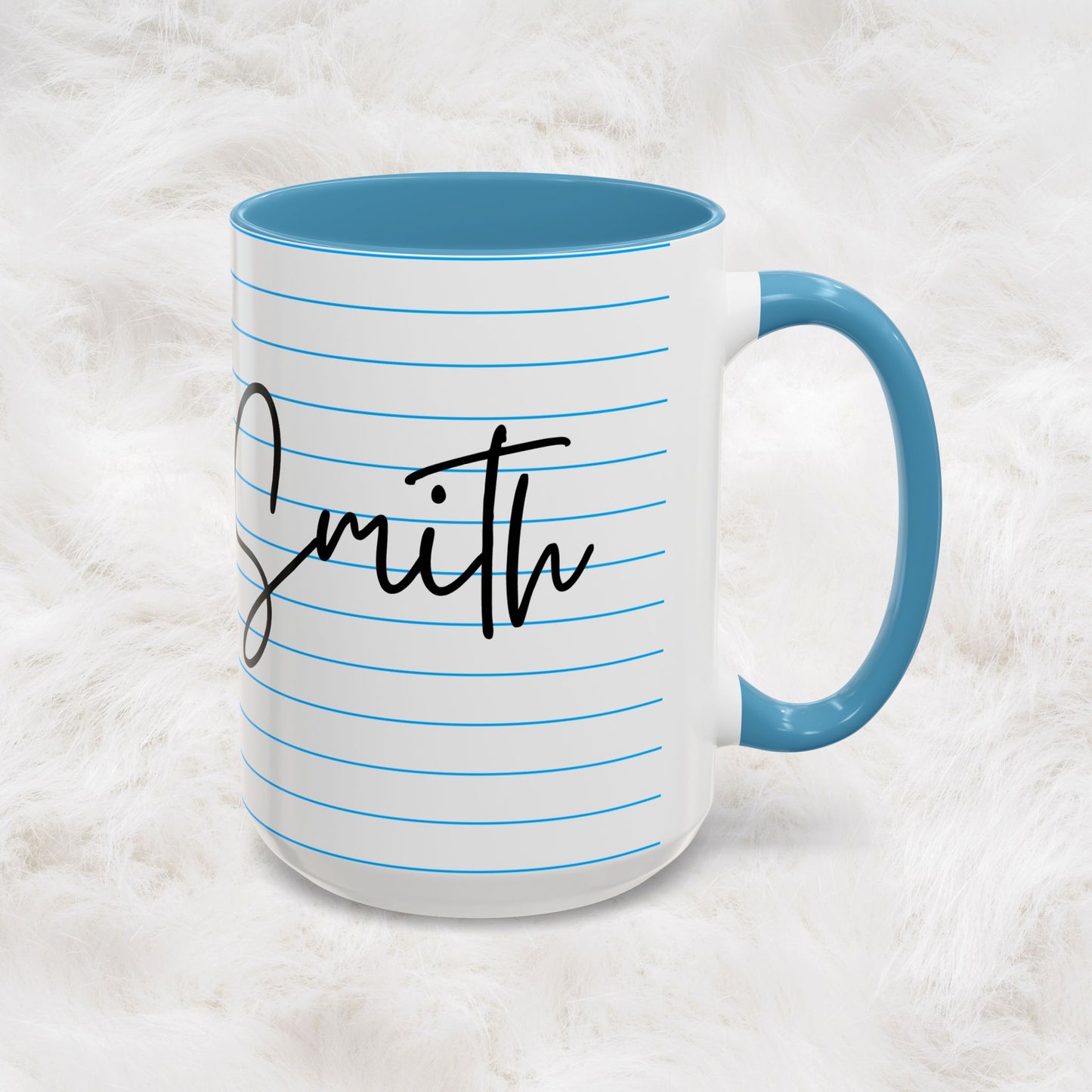 Personalized Name College Ruled Lined Coffee Tea Mug | Student Teacher Back to School Motivation Gift Idea
