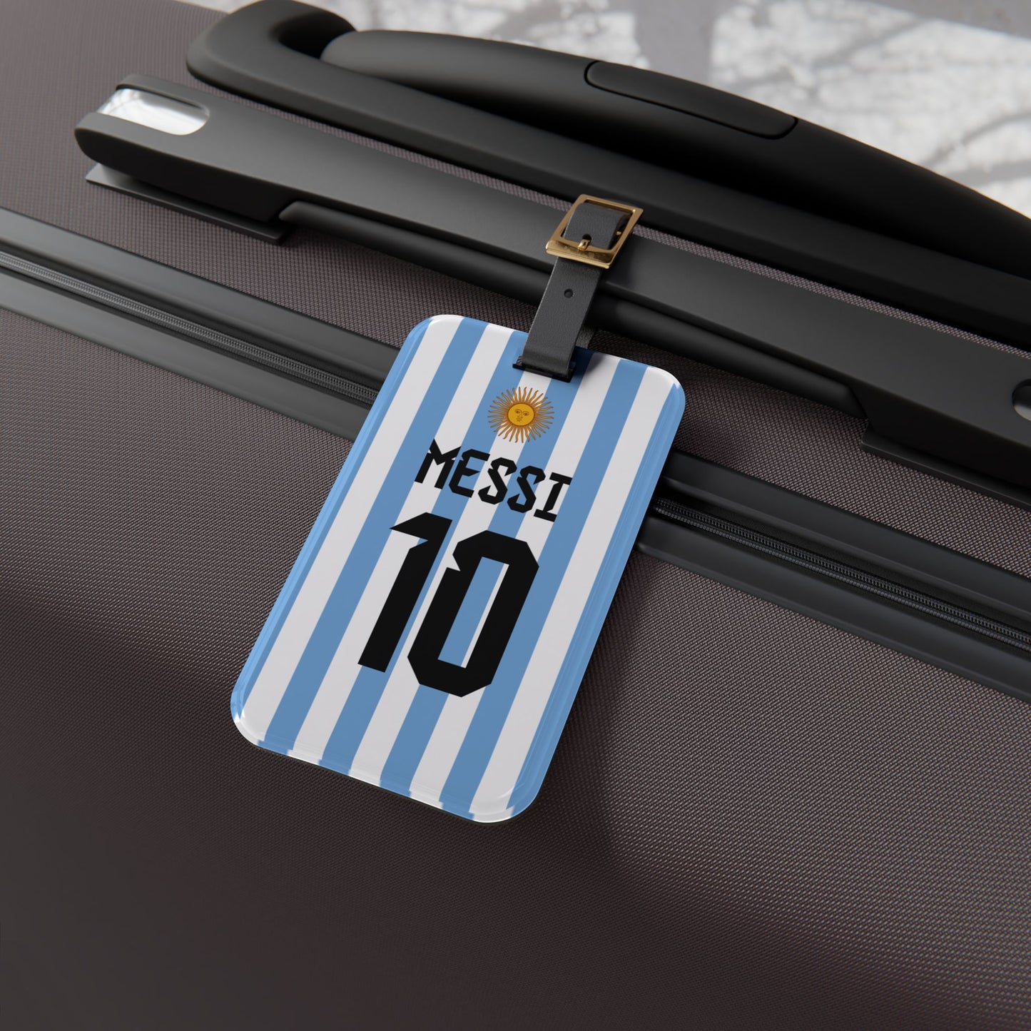 Personalized Name & Number Travel ID Argentina Soccer Sport Fan Luggage Tag | Vacation Birthday Christmas Gift