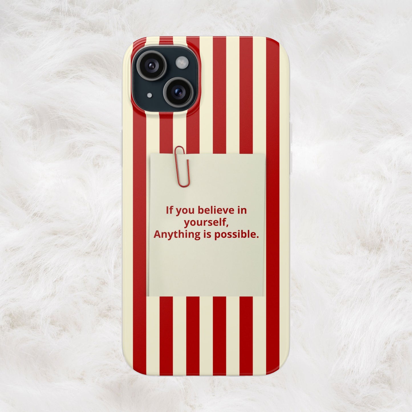 Personalized Custom Text Inspirational Striped Phone Case. “If you believe in yourself, Anything is possible.”