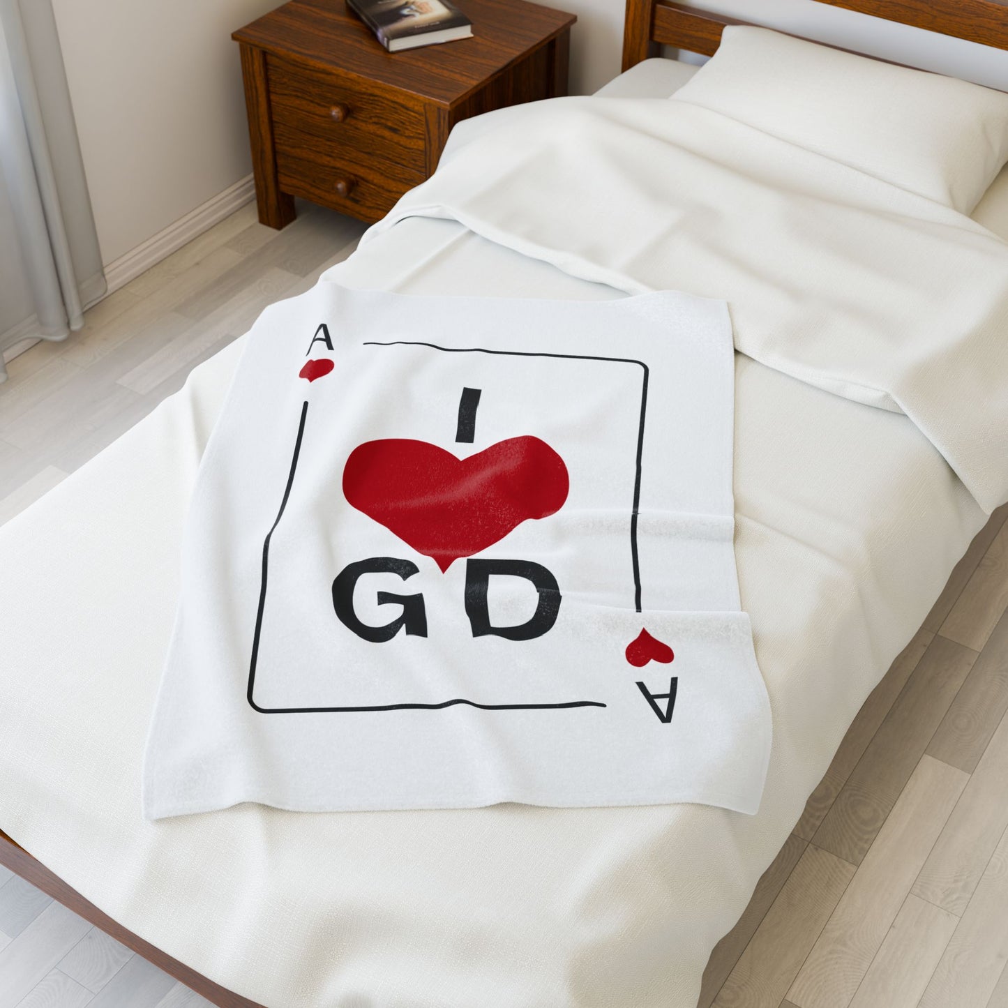 I Love GD Ace of Heart Velveteen Plush Blanket | Birthday Anniversary Christmas Festival Concert Travel Fans Gift Ideas