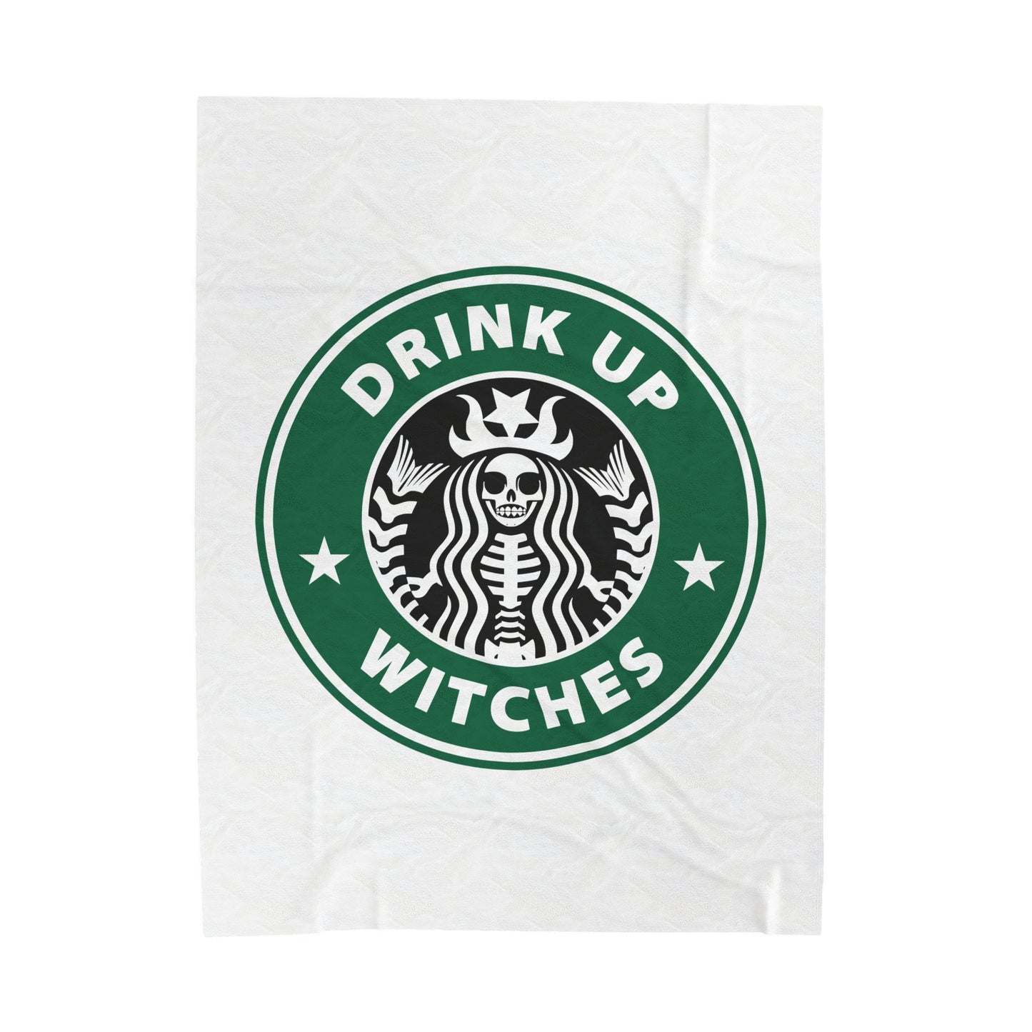 Funny Cozy Sofa Velveteen Plush Blanket Drink up Witches Skeleton Starbucks Fan