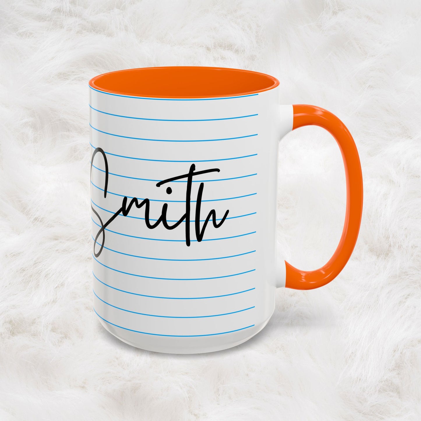 Personalized Name College Ruled Lined Coffee Tea Mug | Student Teacher Back to School Motivation Gift Idea