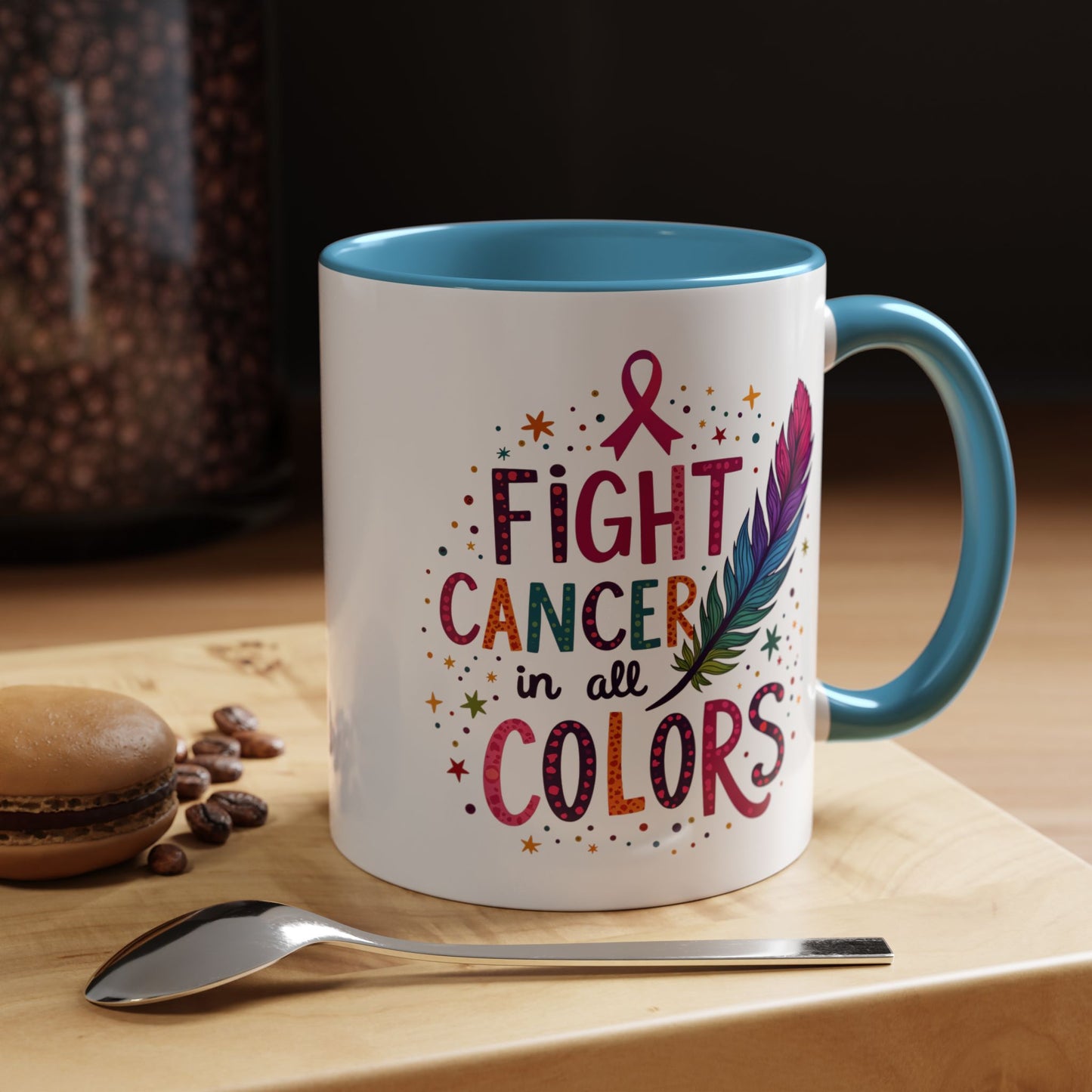 “Fight Cancer in All Colors” Mug | Inspirational Souvenir Coffee & Tea Cup Gift Idea