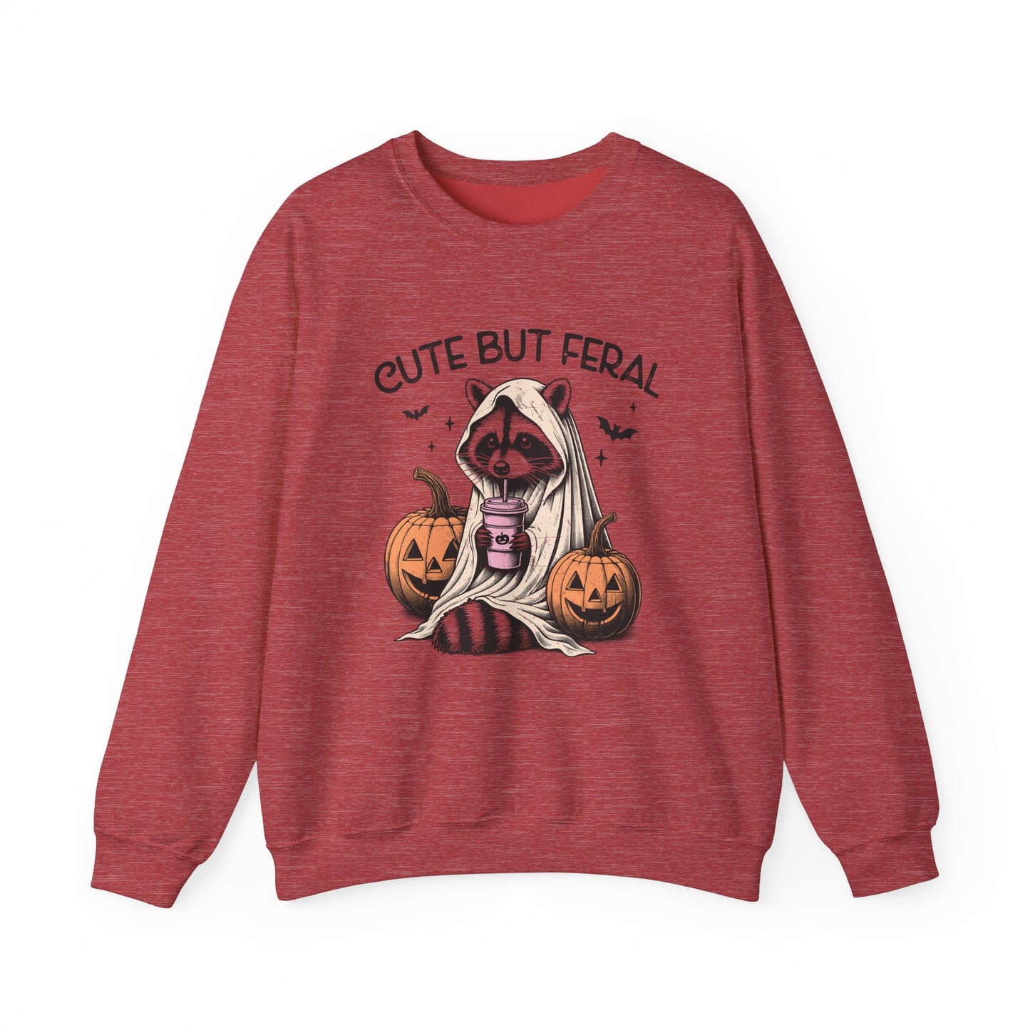 Raccoon Unisex Heavy Blend™ Crewneck Sweatshirt Cute and Feral Halloween Season Gift Ideas