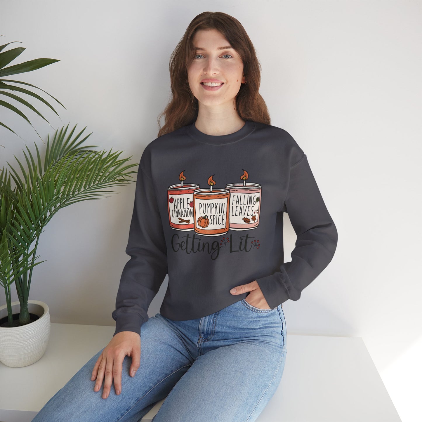 Halloween Candles Fall Season Vibe Unisex Heavy Blend™ Crewneck Sweatshirt