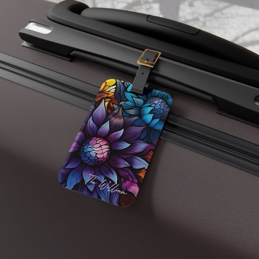 Personalized Custom Name Travel ID Floral Sunflowers Art Luggage Tag | Vacation Birthday Christmas Gift