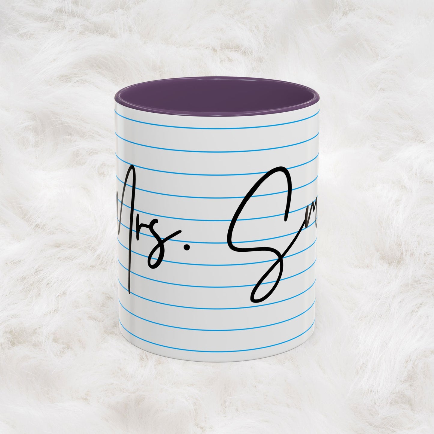Personalized Name College Ruled Lined Coffee Tea Mug | Student Teacher Back to School Motivation Gift Idea