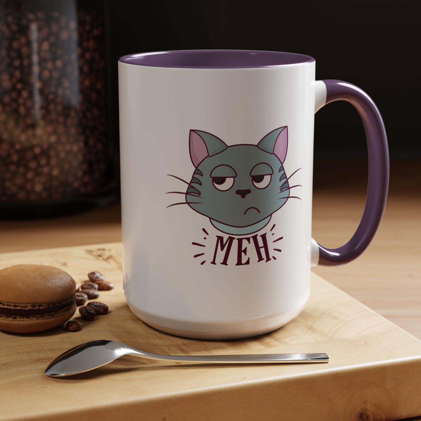 Cute Funny Meh Mug Meme Cat Coffee Tea Cup Hilarious Gift Idea