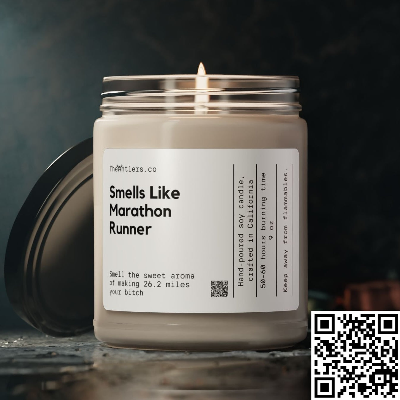 Smells Like Marathon Runner Soy Wax Candle, Decoration Gift Idea, Eco Friendly 9oz. Candle