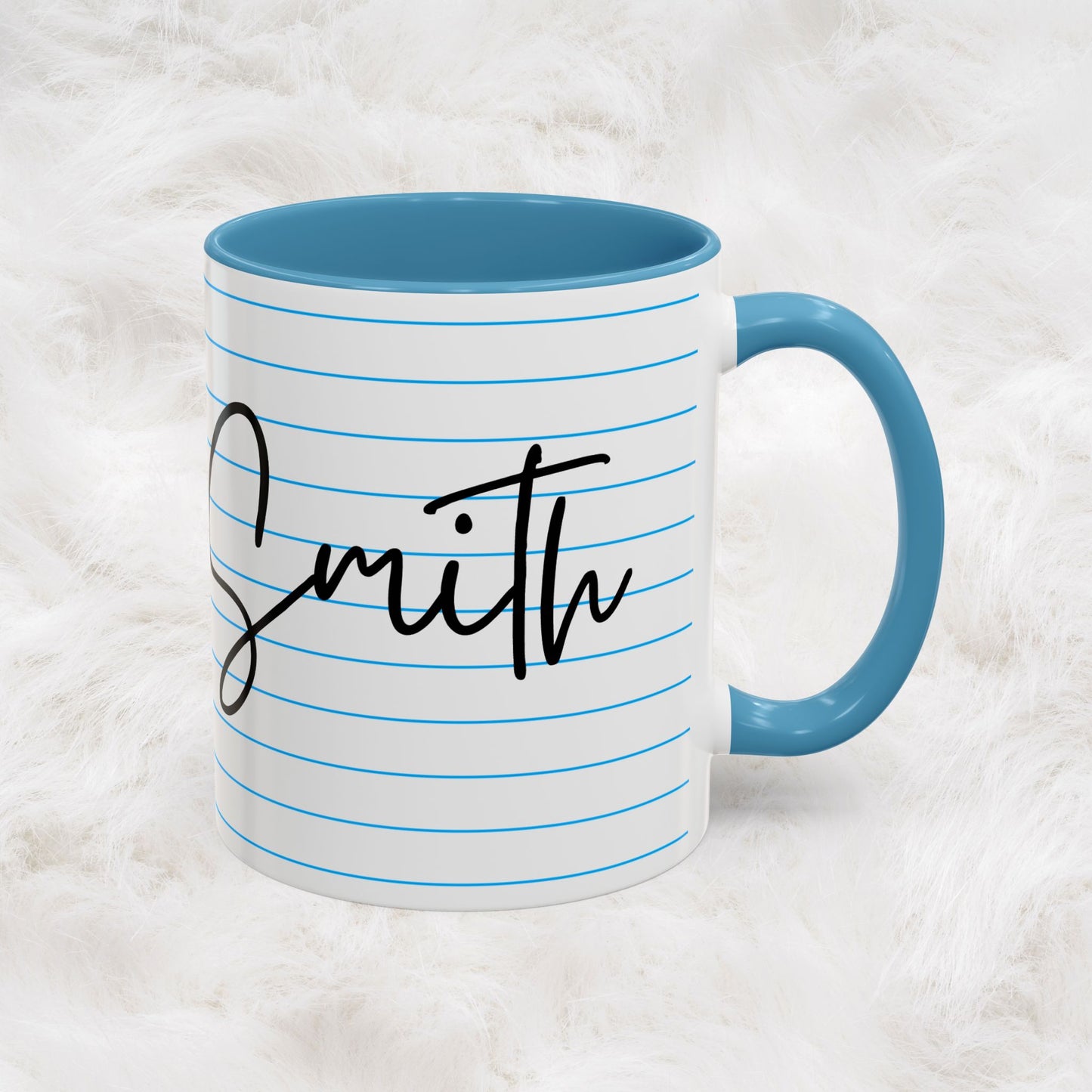 Personalized Name College Ruled Lined Coffee Tea Mug | Student Teacher Back to School Motivation Gift Idea