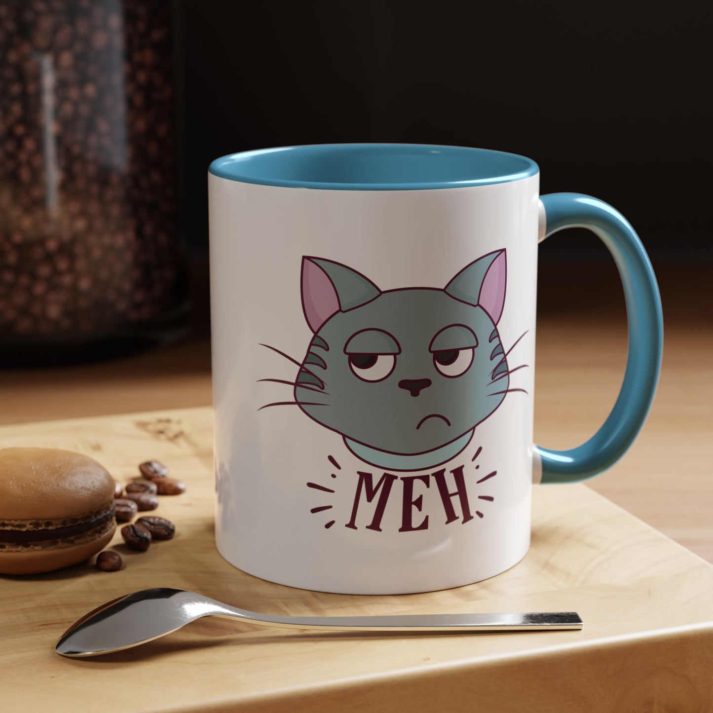 Cute Funny Meh Mug Meme Cat Coffee Tea Cup Hilarious Gift Idea
