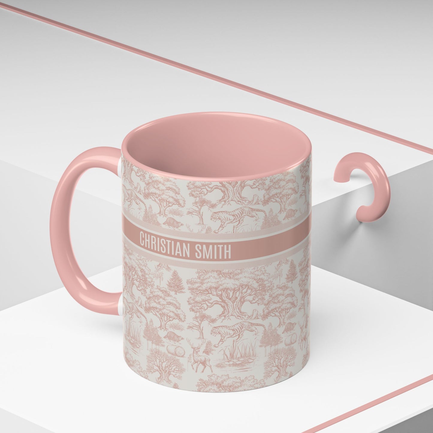 Personalized Name Luxury Vintage Toile De Jouy French Nature Landscape Seamless Pattern Fashion Art Mug Version 6 Christmas Birthday Anniversary Gifts